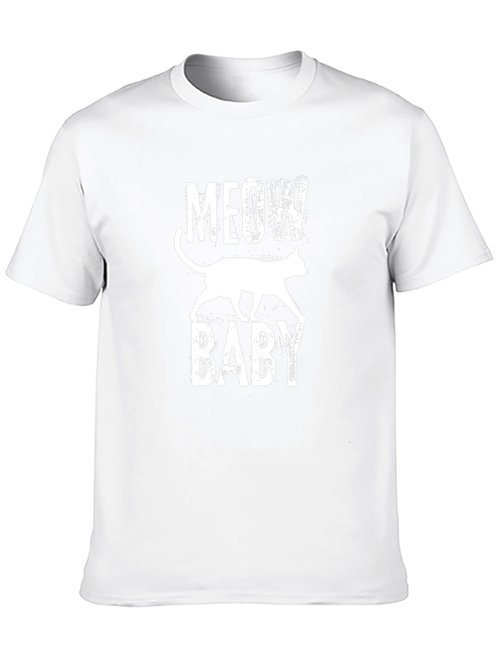 Meow Baby Cat Graphic Print Black T-Shirt