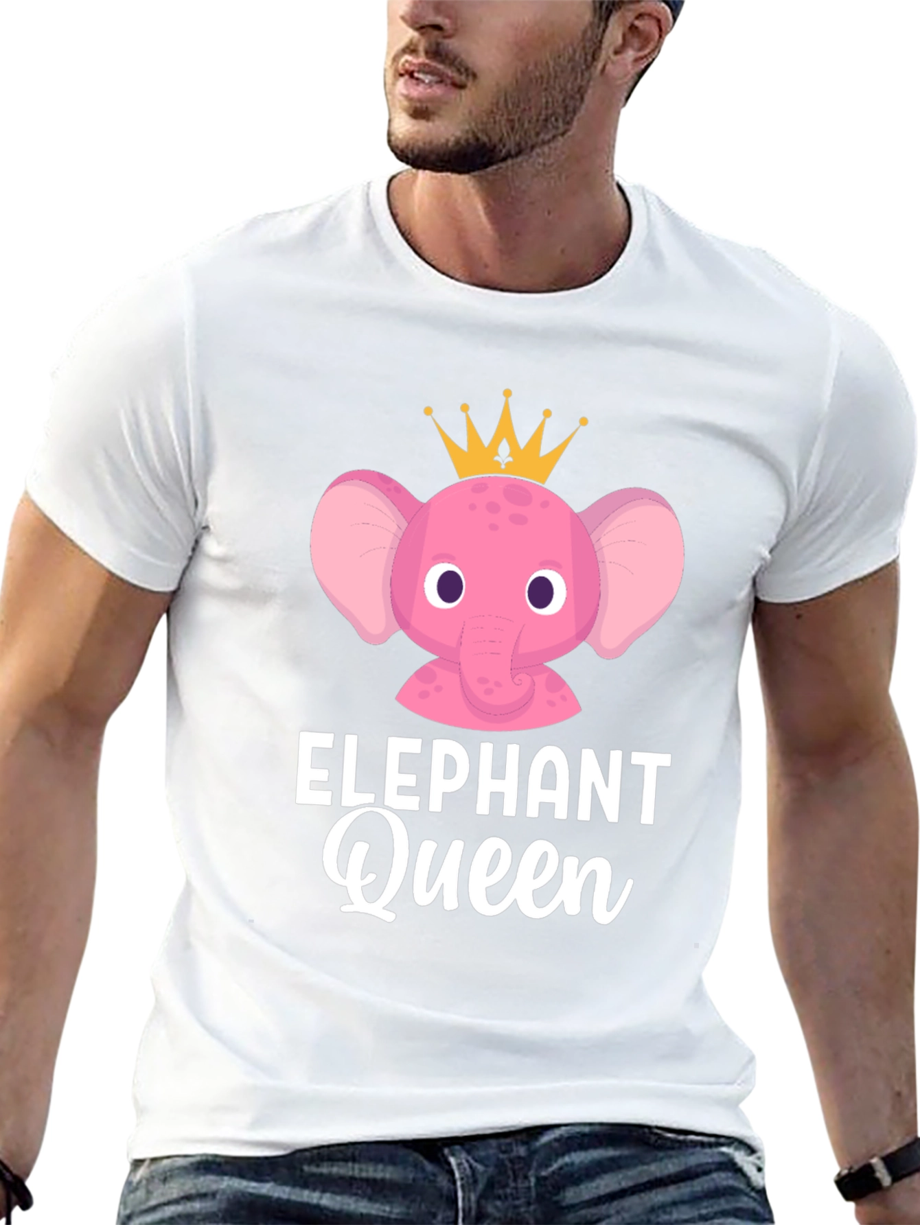 Elephant Queen Graphic T-Shirt - Cute Cartoon Animal Tee