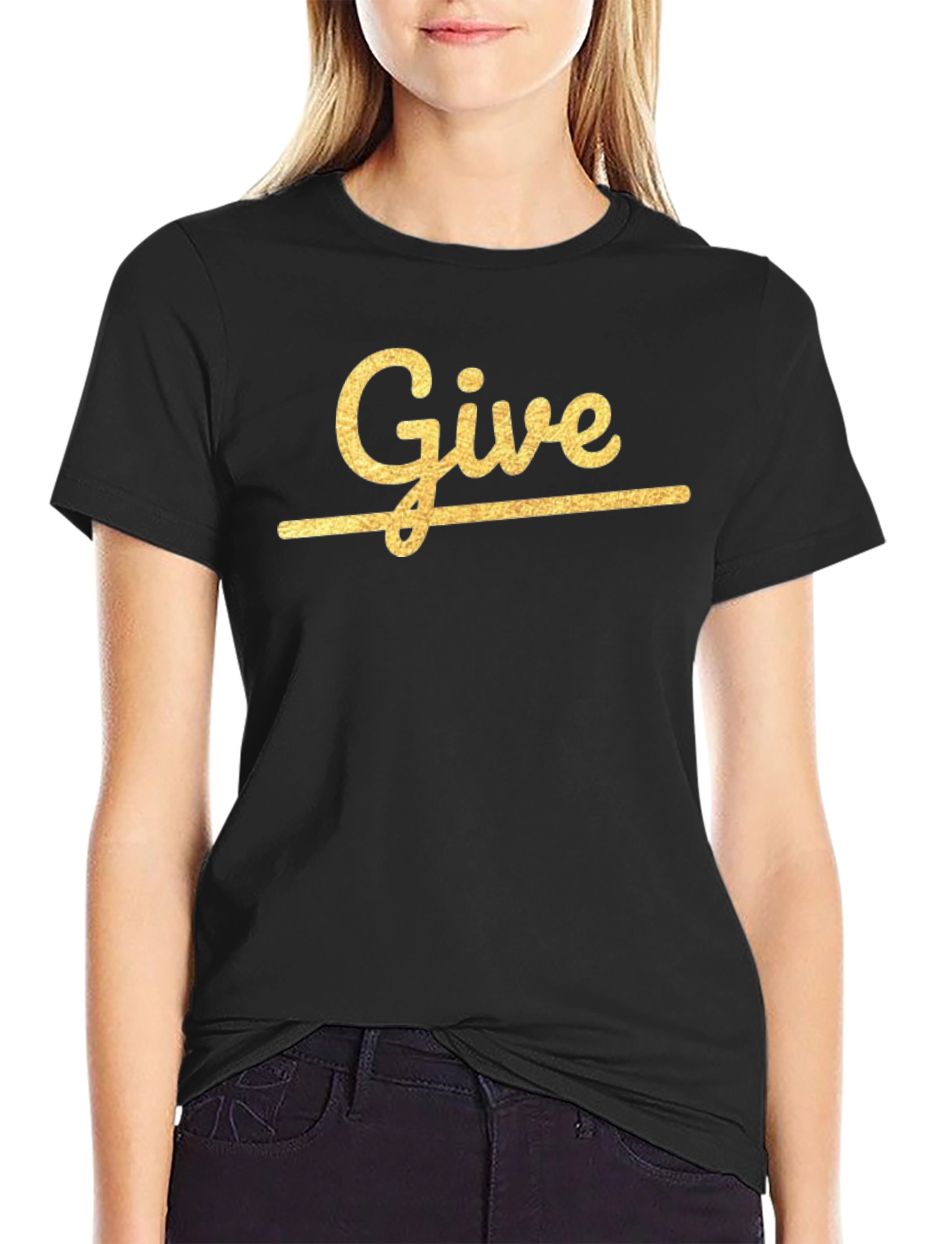 Give Graphic Print Crew Neck T-Shirt