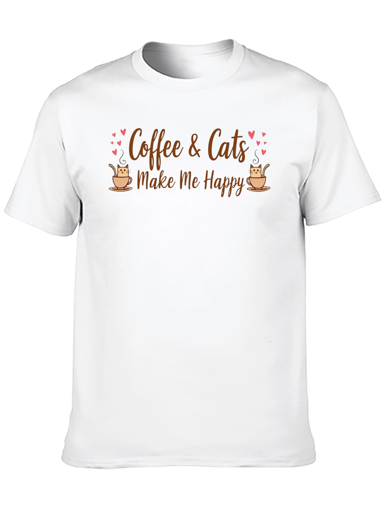 Coffee & Cats Make Me Happy Black T-Shirt