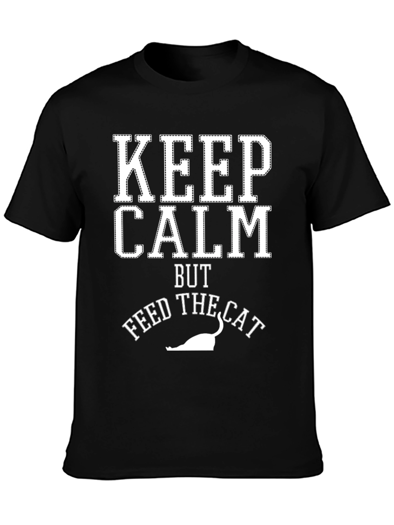 Keep Calm Feed The Cat Black T-Shirt