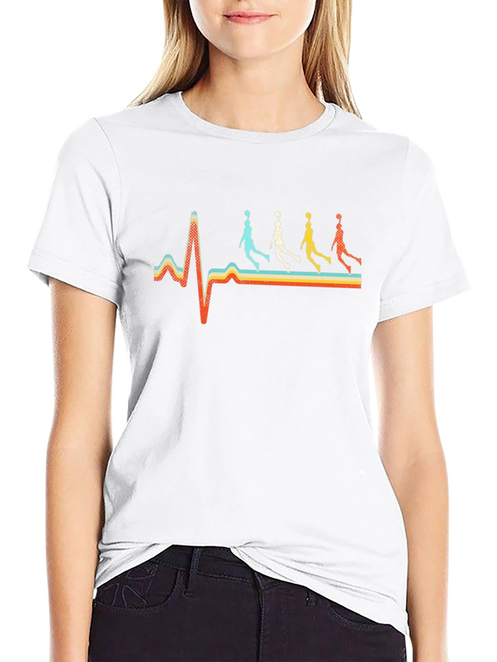 Basketball Heartbeat Retro Graphic Tee