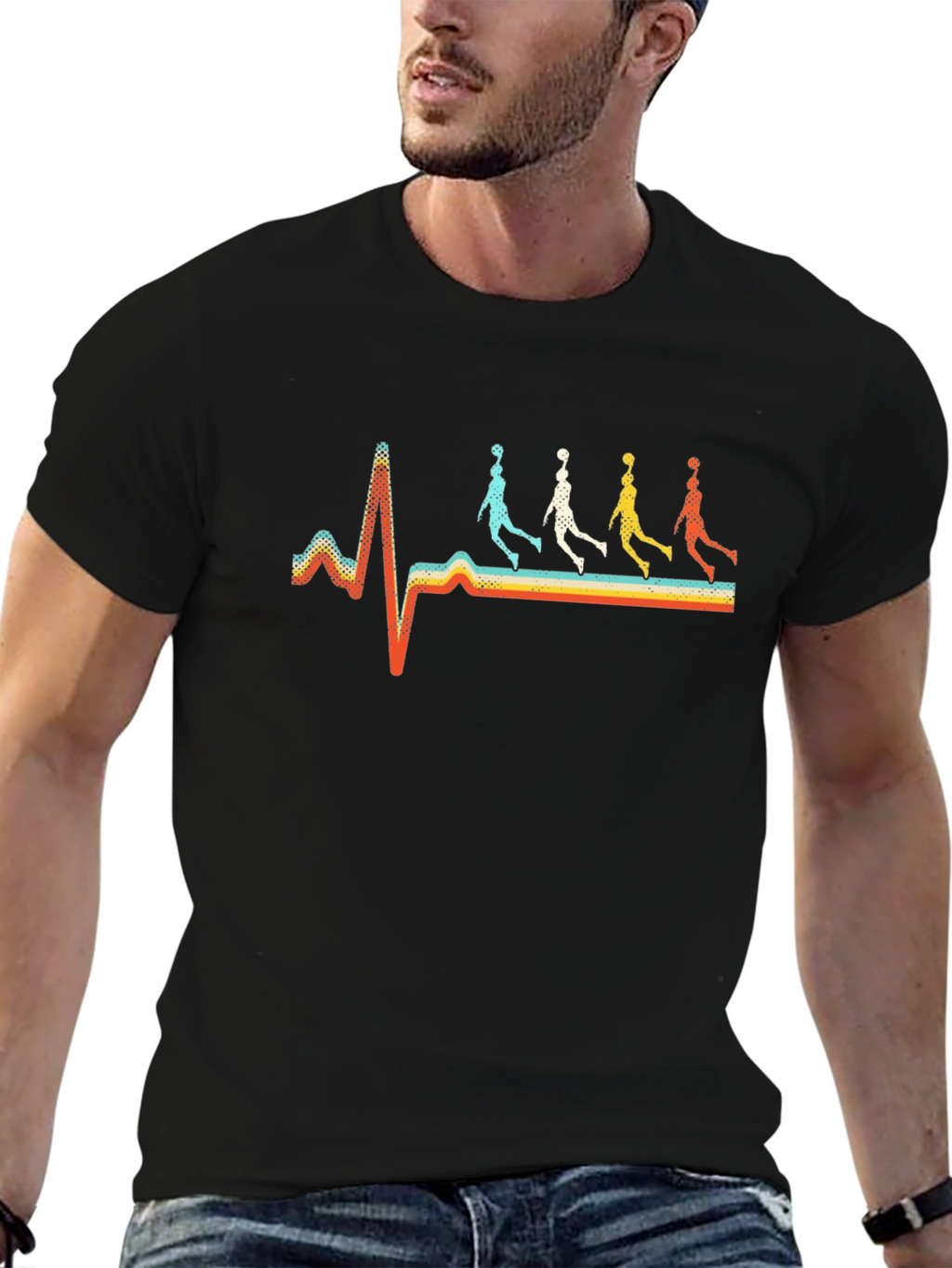 Basketball Heartbeat Retro Graphic Tee