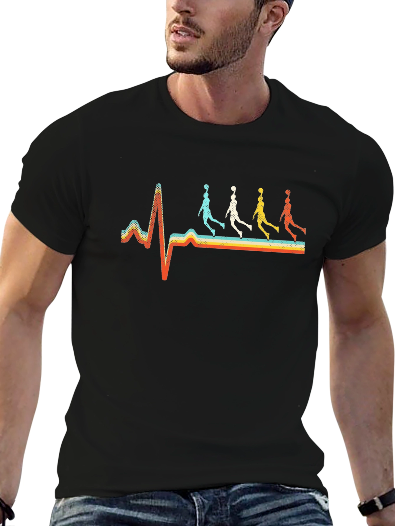Basketball Heartbeat Retro Graphic Tee