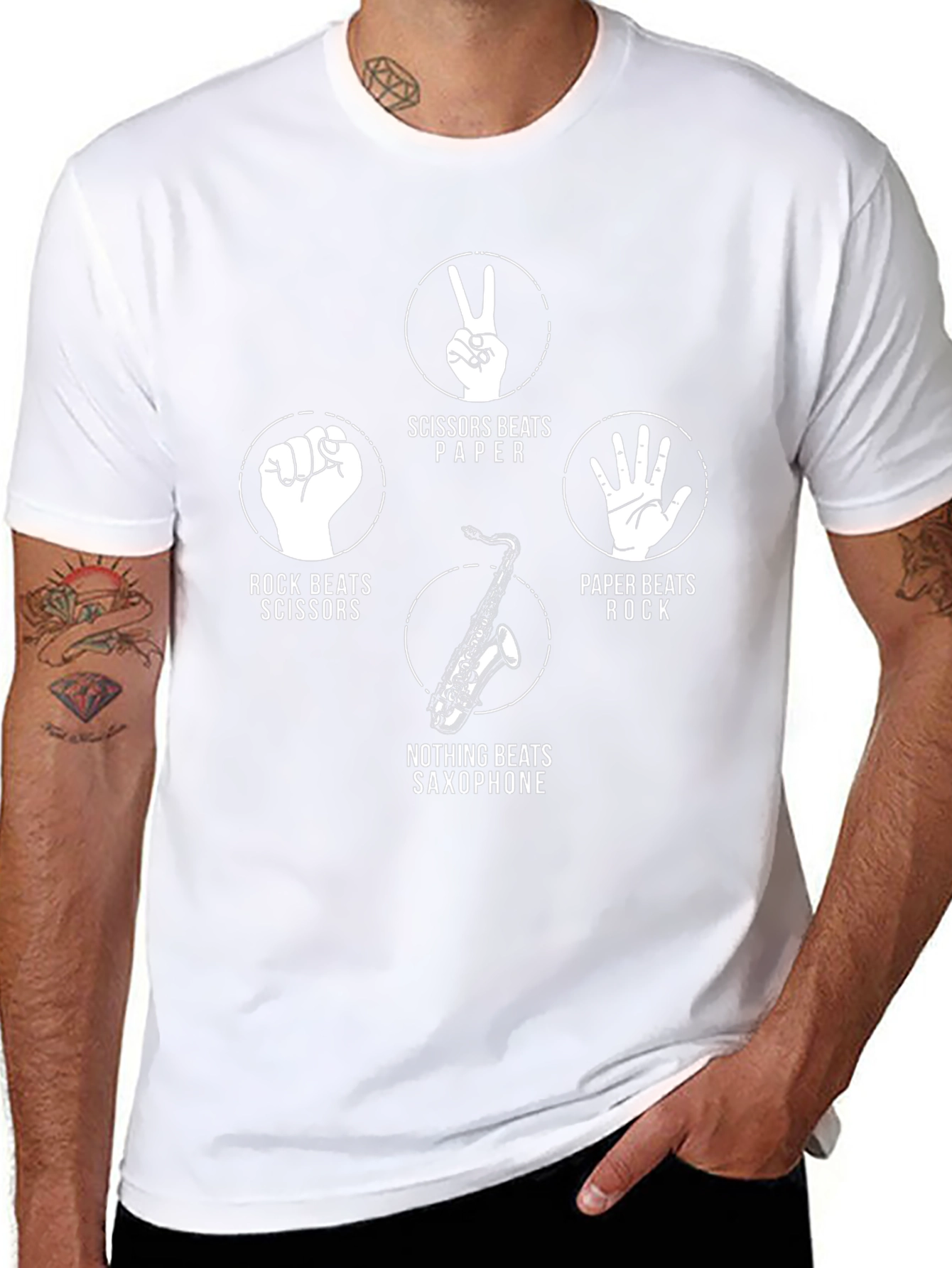 Rock Paper Scissors Saxophone Graphic Tee