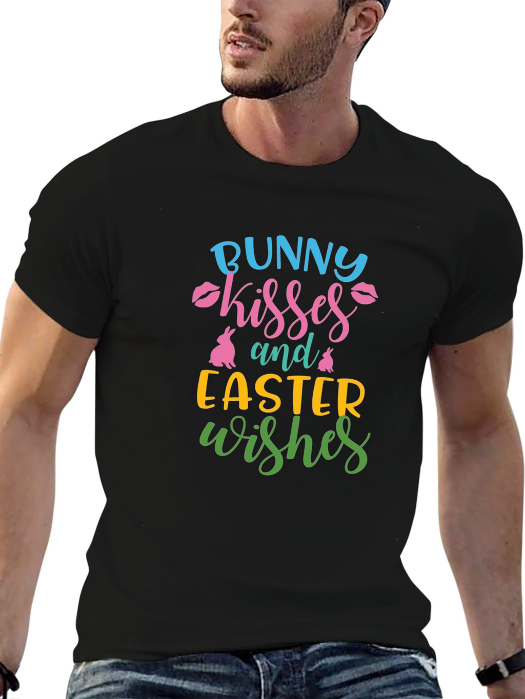 Bunny Kisses Easter Wishes Graphic Tee