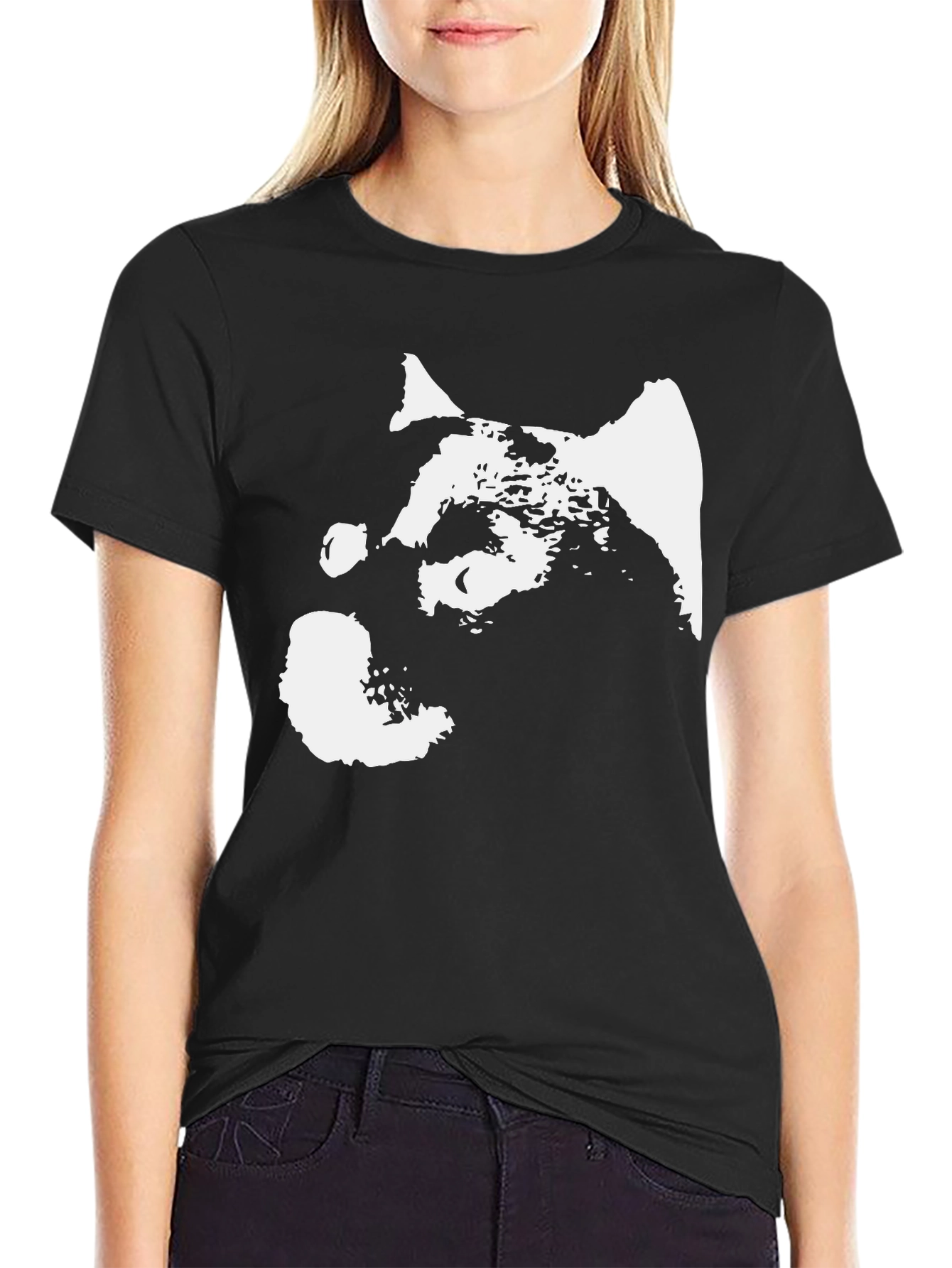 Abstract Dog Graphic Black T-Shirt