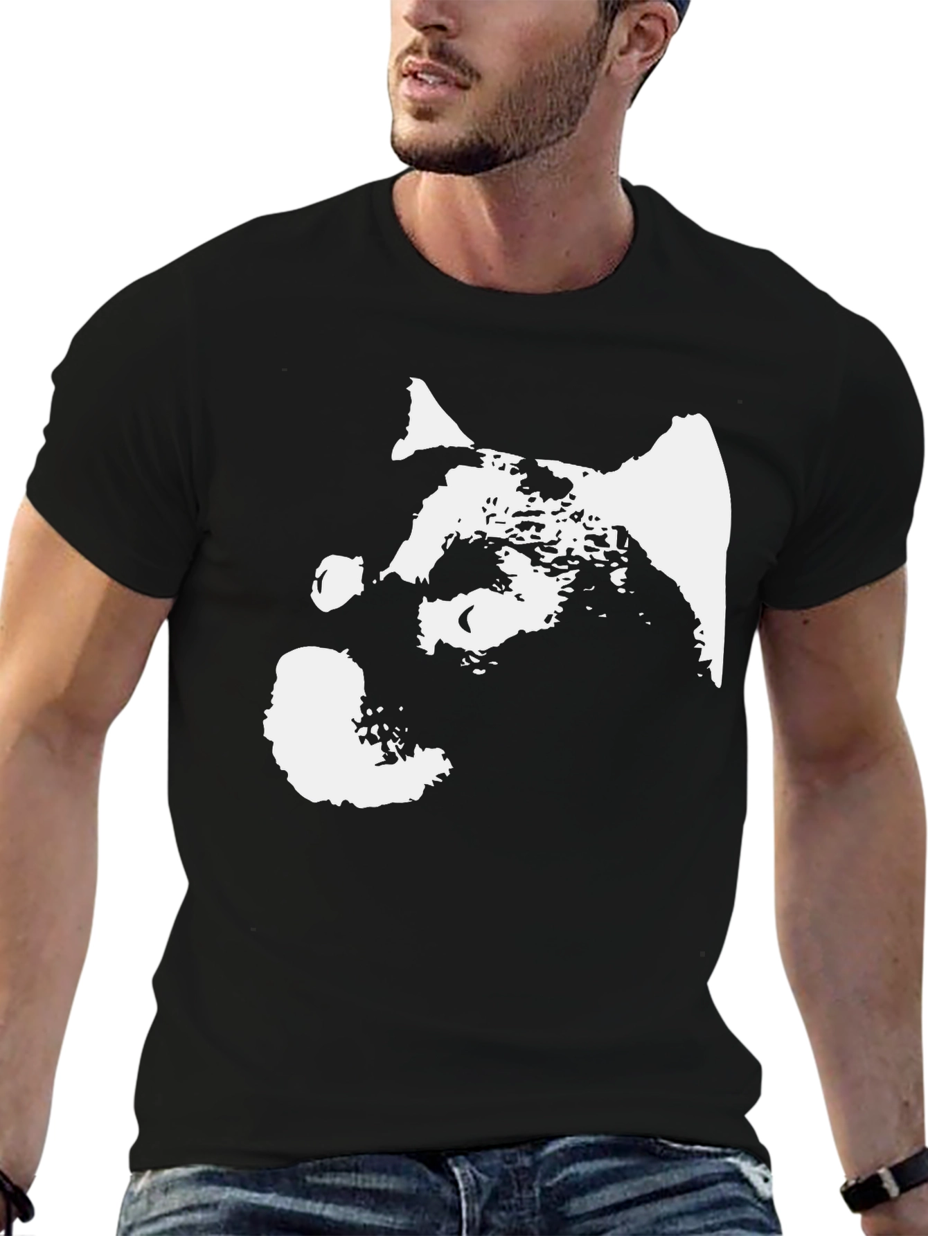 Abstract Dog Graphic Black T-Shirt
