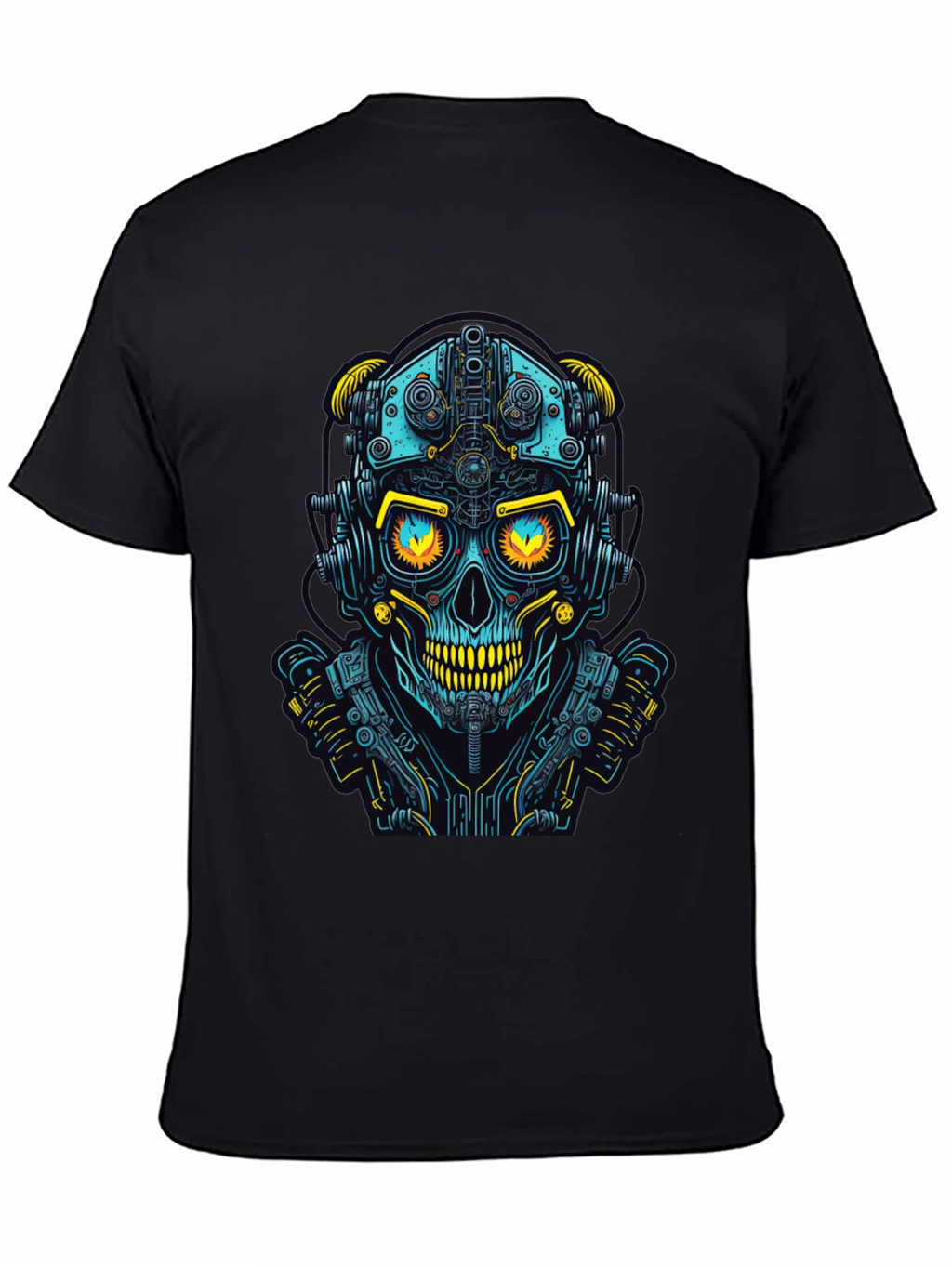 Cyberpunk Skull Graphic Tee - Futuristic Style