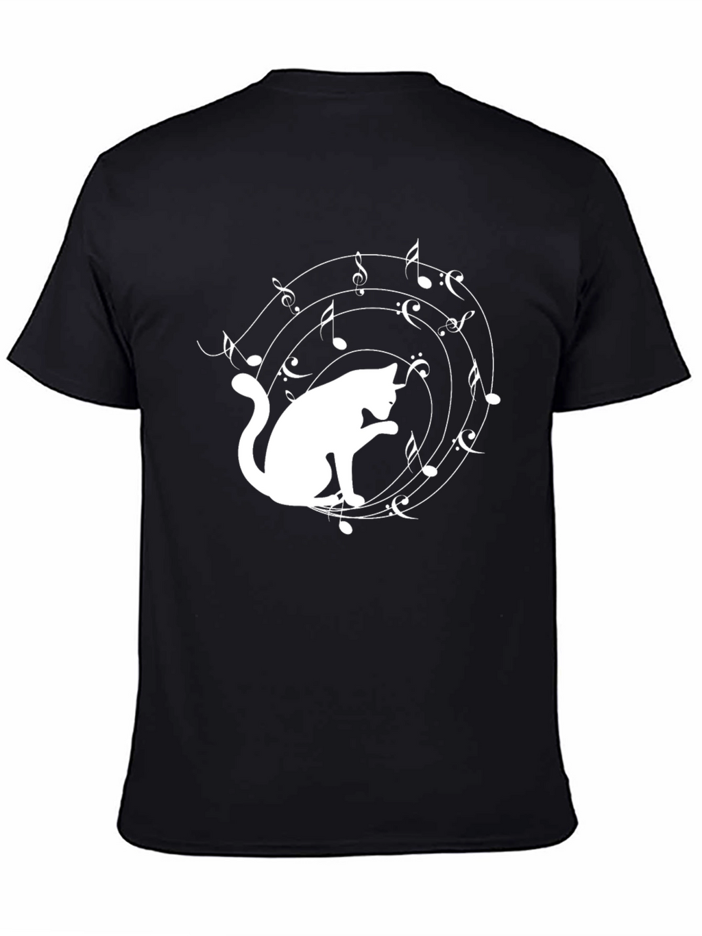 Cat Music Lover T-Shirt - Black Cotton Tee
