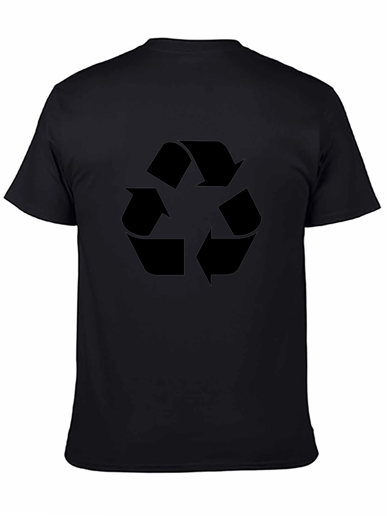 Eco-Friendly Black T-Shirt with Recycle Symbol