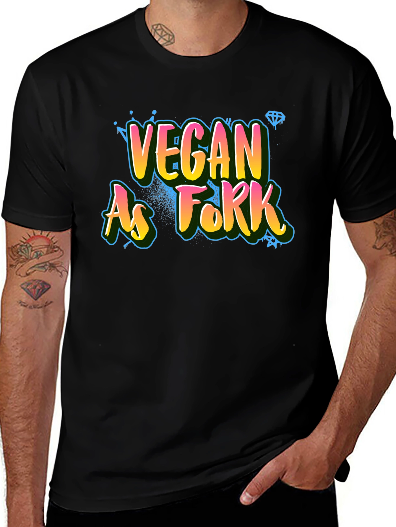 Vegan As Fork Graphic Tee - Black Cotton T-Shirt