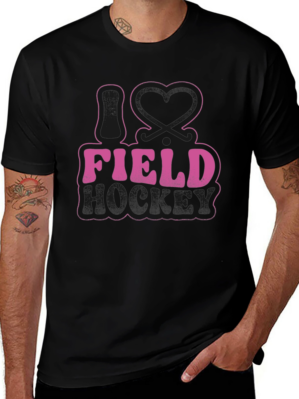 I Love Field Hockey Graphic Tee - Black