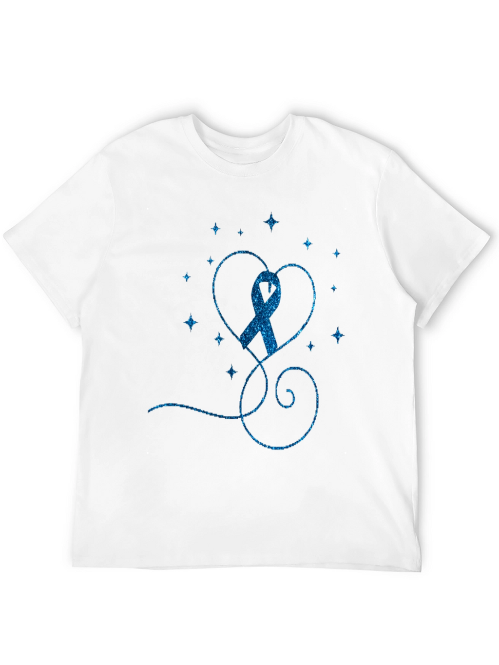 Blue Ribbon Heart Graphic Tee - Awareness Shirt