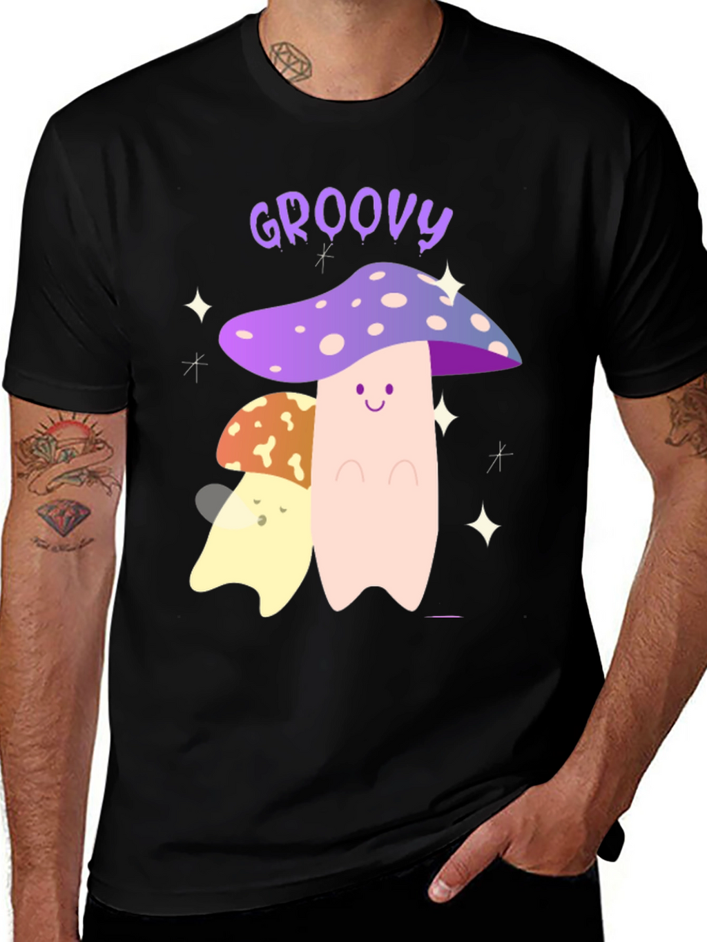 Groovy Mushroom Graphic Tee - Funky T-Shirt