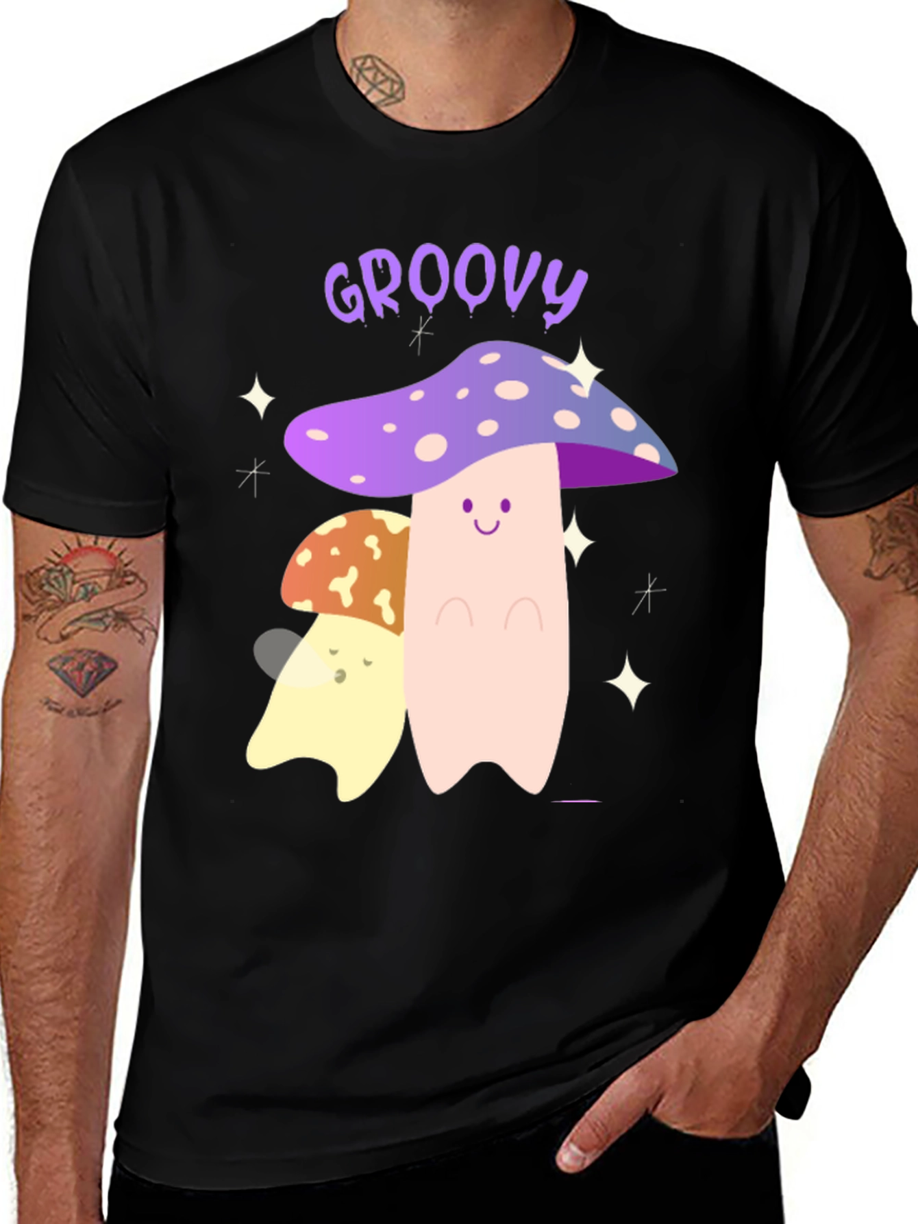 Groovy Mushroom Graphic Tee - Funky T-Shirt