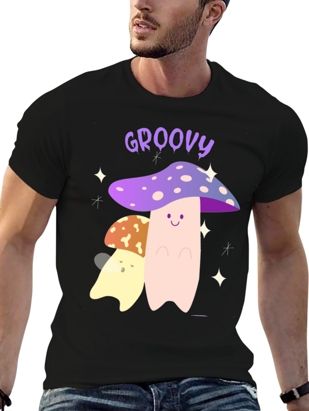 Groovy Mushroom Graphic Tee - Funky T-Shirt