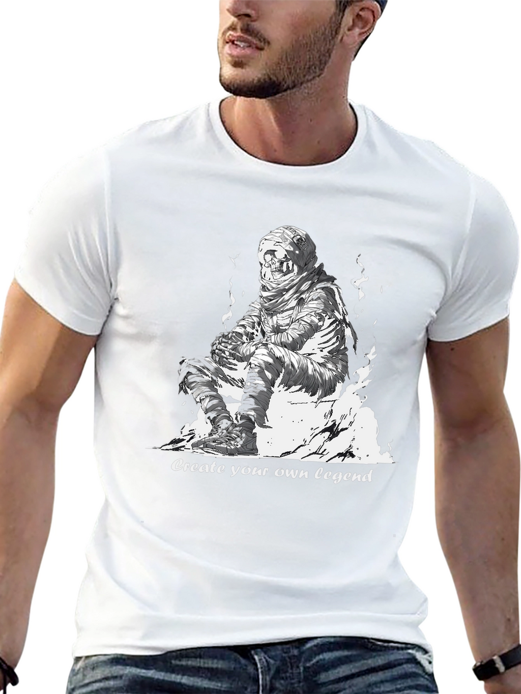 Skull Mummy Graphic Tee - Create Your Legend
