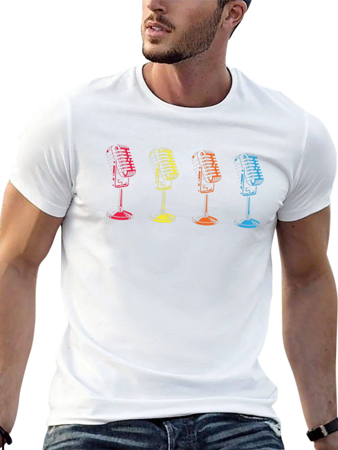 Retro Mic Graphic Tee - Classic Vocal Style