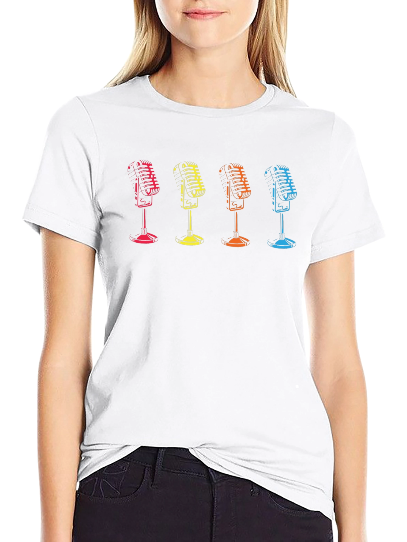 Retro Mic Graphic Tee - Classic Vocal Style
