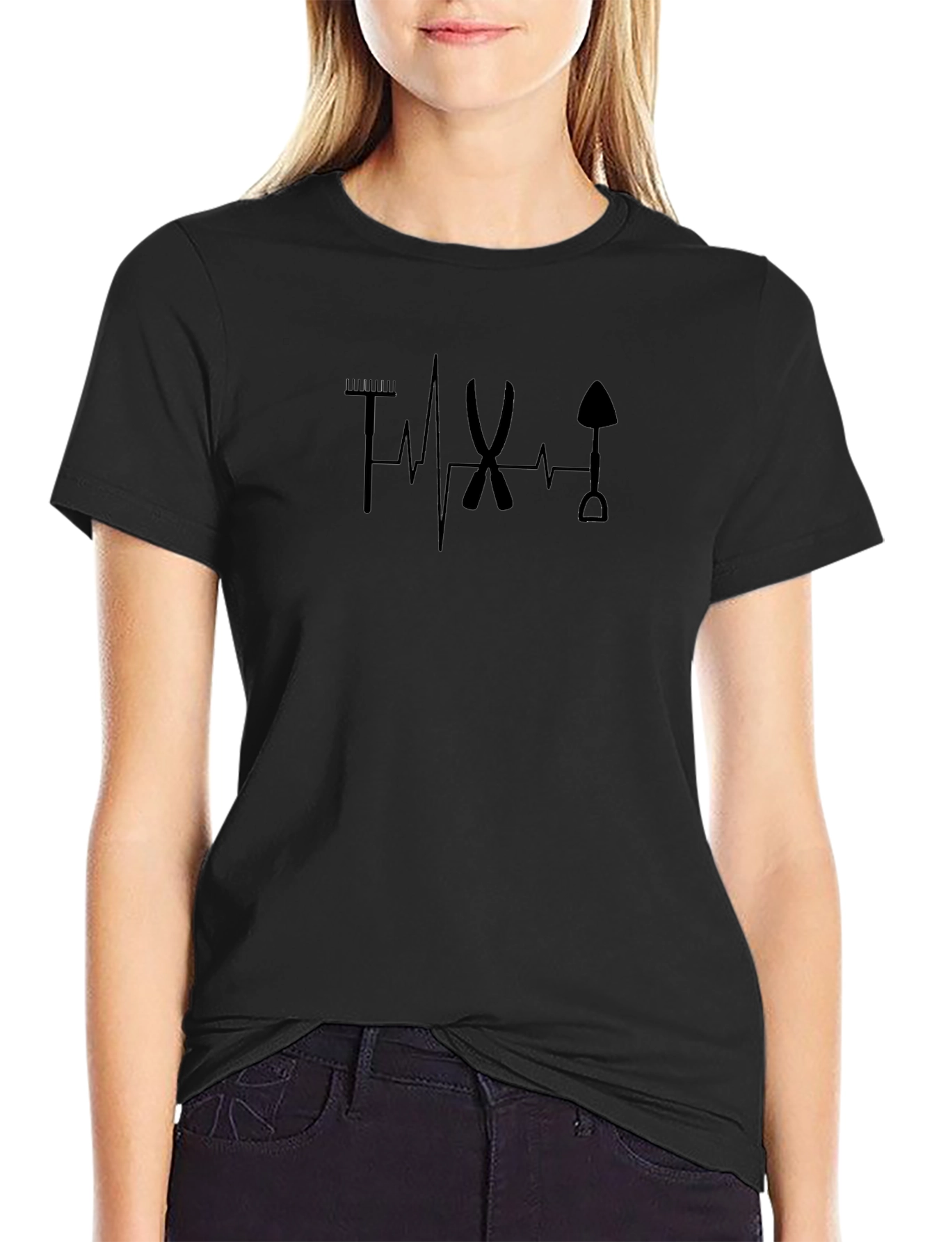 Gardening Heartbeat T-Shirt - Black
