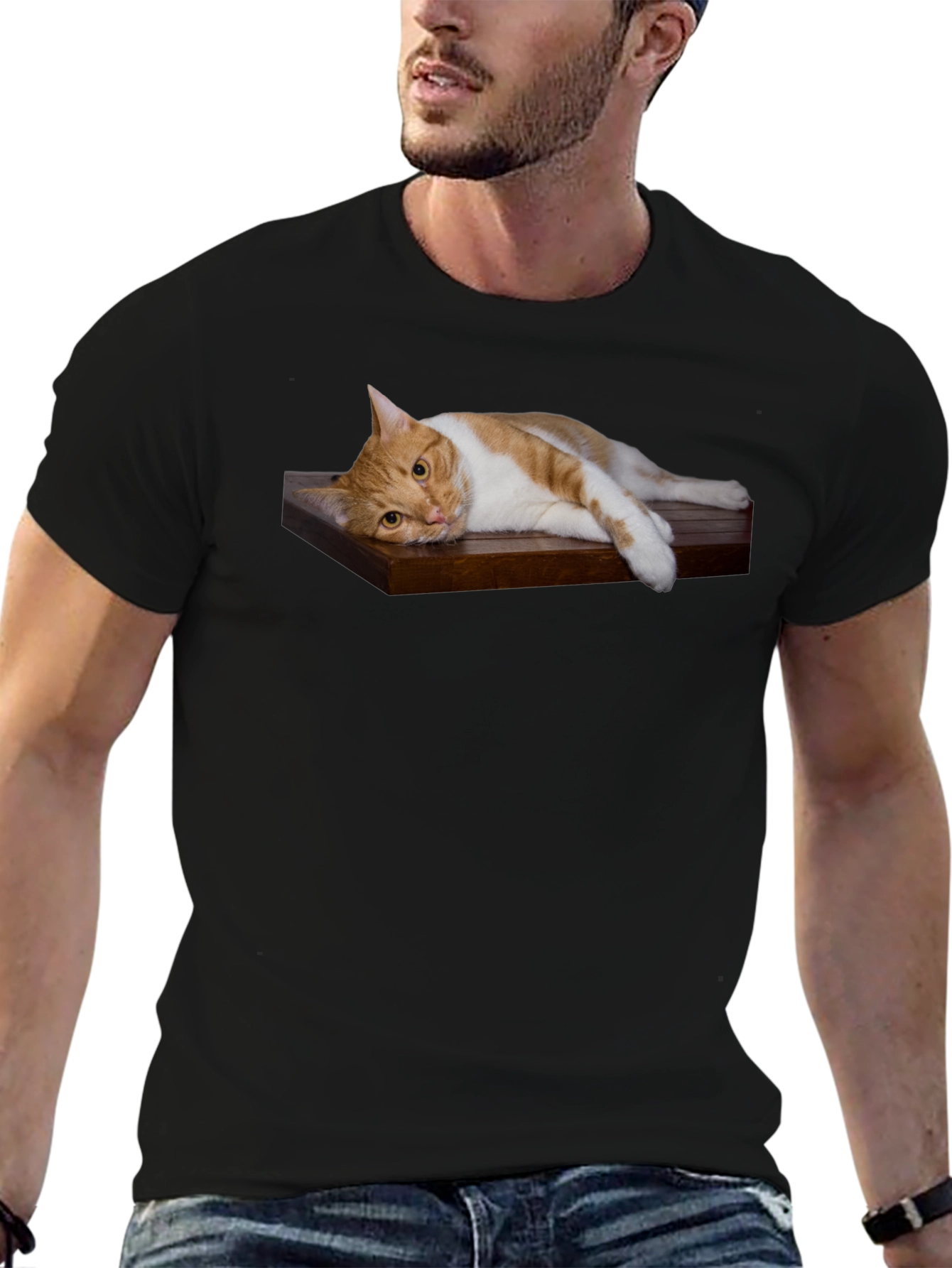 Cat on Wood Shelf Graphic Tee