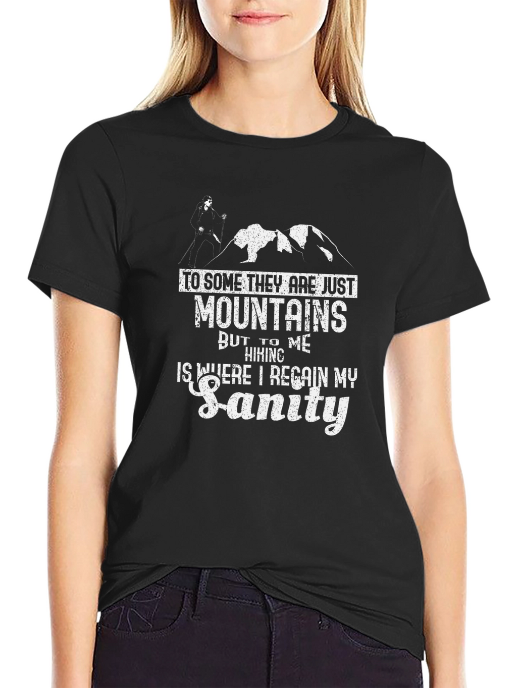 Mountains & Hiking Sanity Black T-Shirt