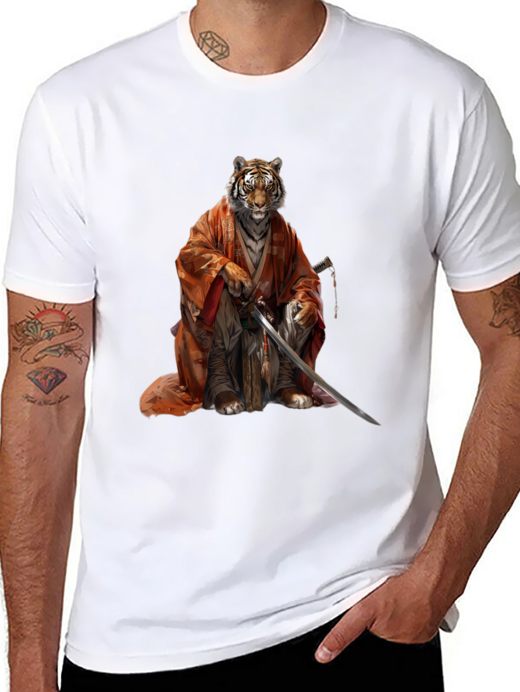 Tiger Samurai Black T-Shirt
