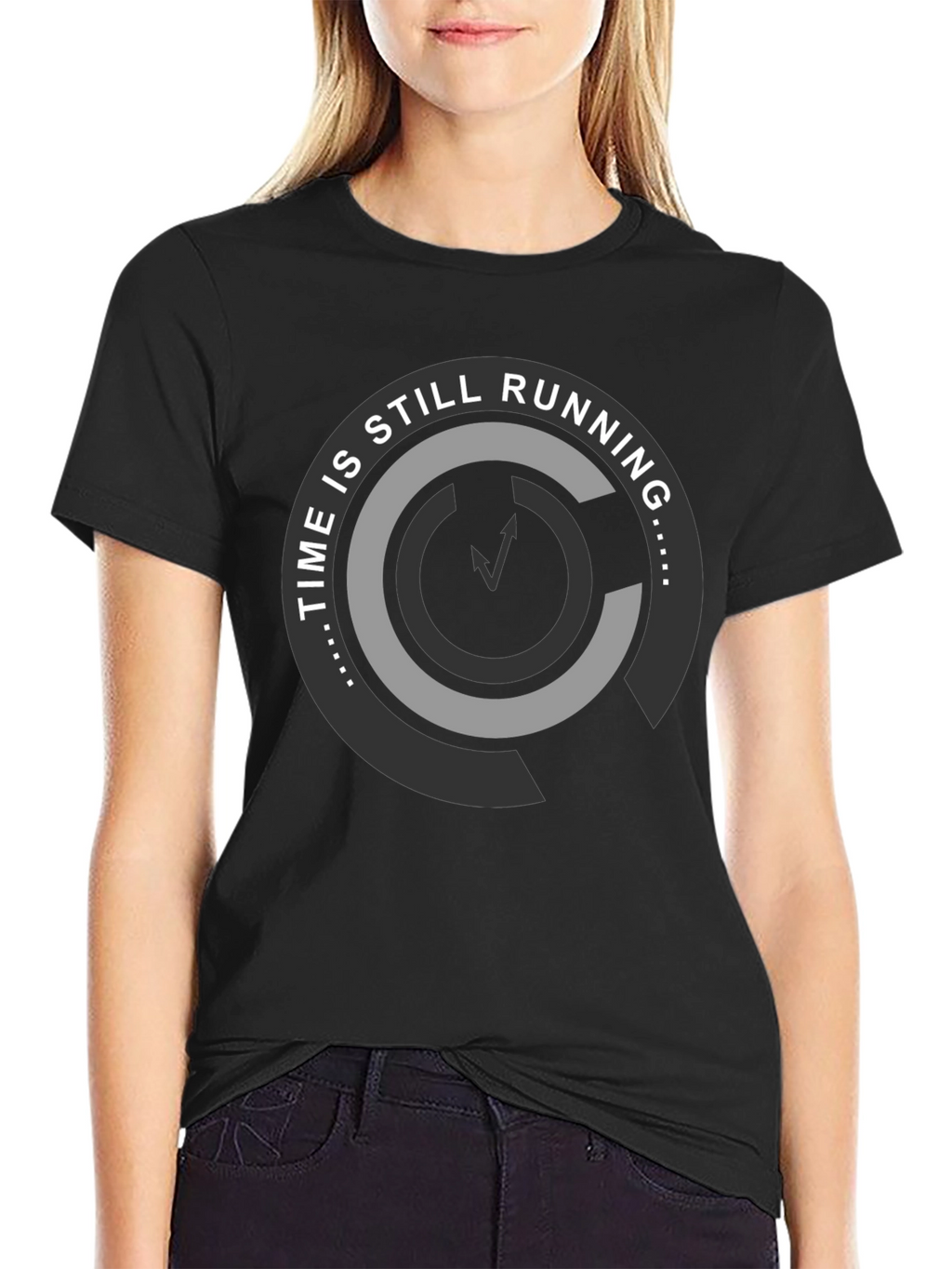 Time Is Still Running Graphic Tee - Black Cotton