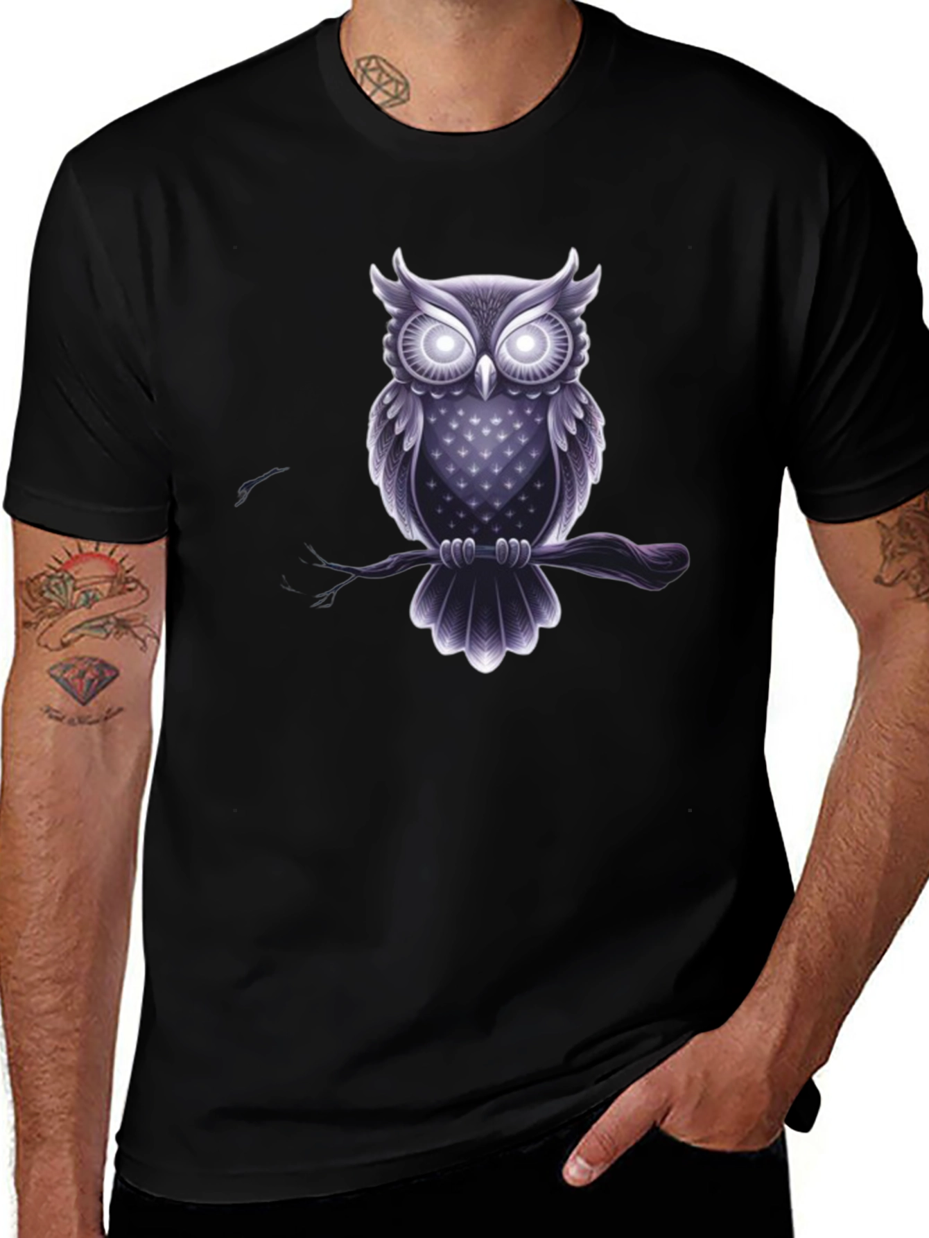 Owl Graphic Tee - Mens Black T-Shirt
