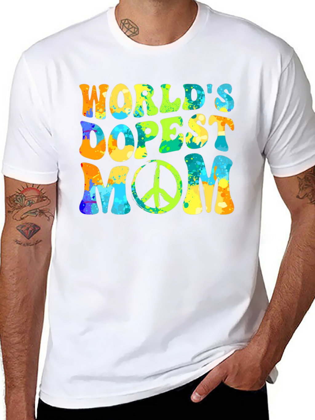 Worlds Dopest Mom T-Shirt: Retro Peace Sign Design