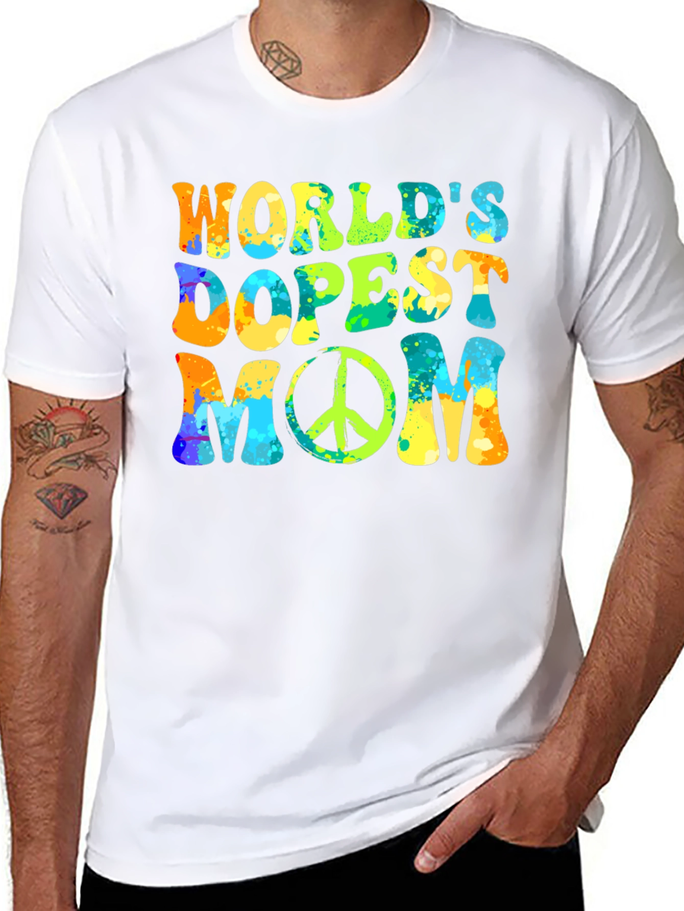 Worlds Dopest Mom T-Shirt: Retro Peace Sign Design