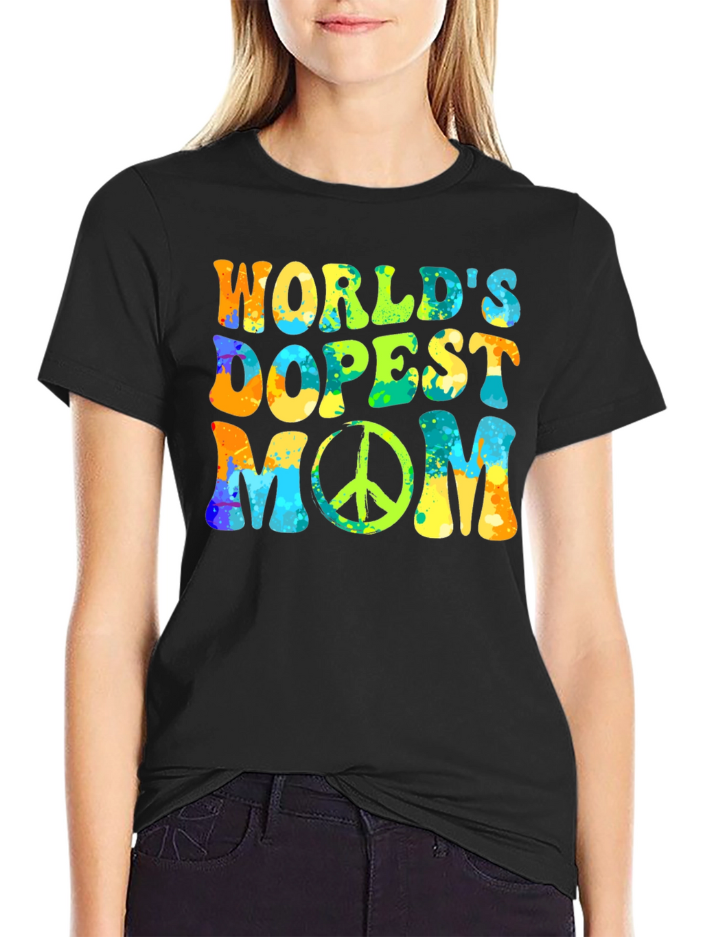 Worlds Dopest Mom T-Shirt: Retro Peace Sign Design