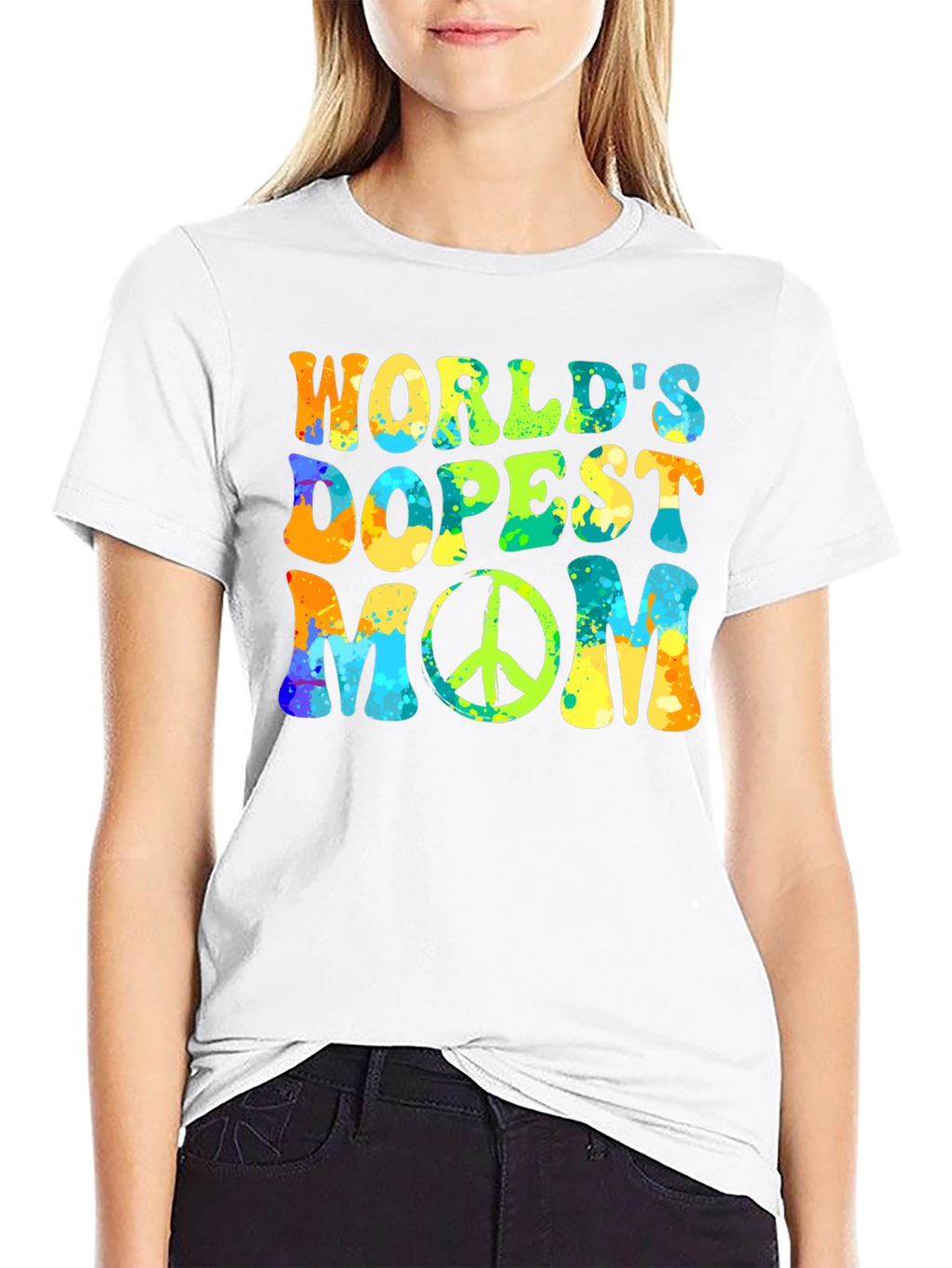 Worlds Dopest Mom T-Shirt: Retro Peace Sign Design