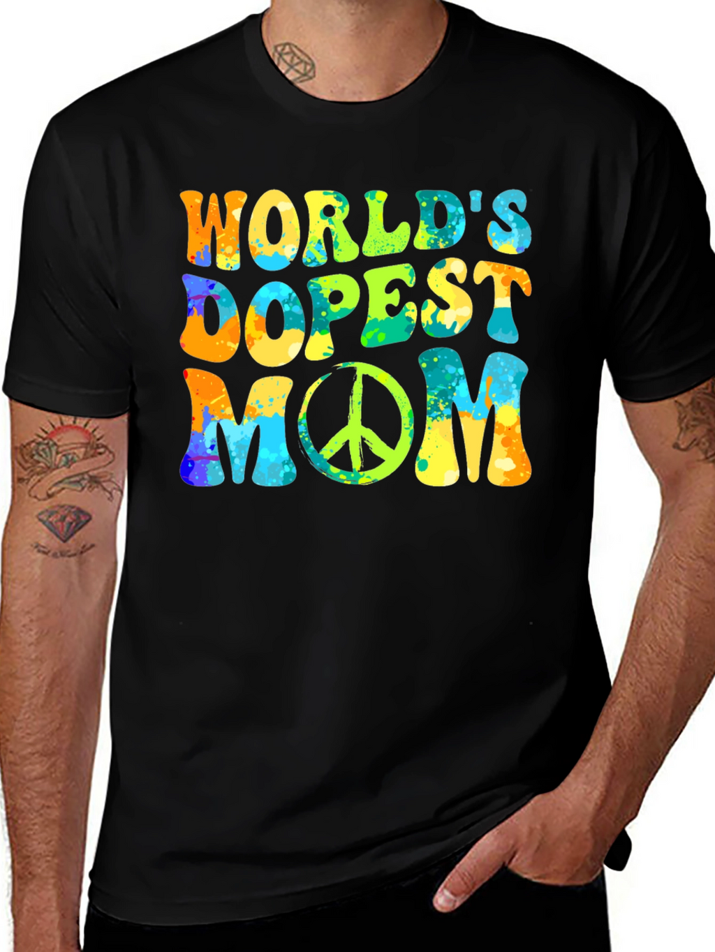Worlds Dopest Mom T-Shirt: Retro Peace Sign Design