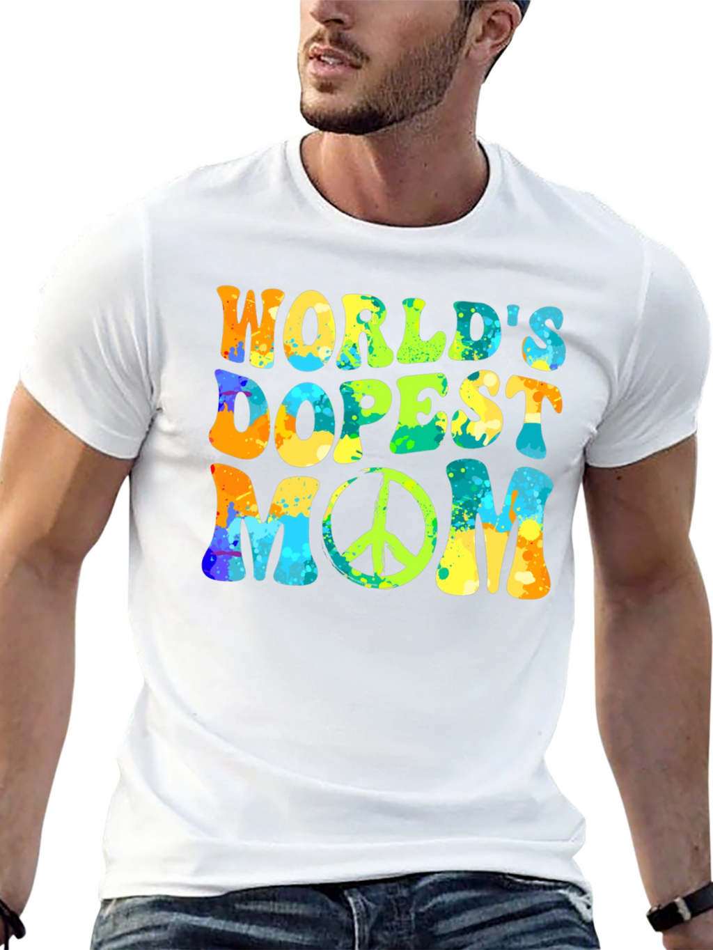 Worlds Dopest Mom T-Shirt: Retro Peace Sign Design