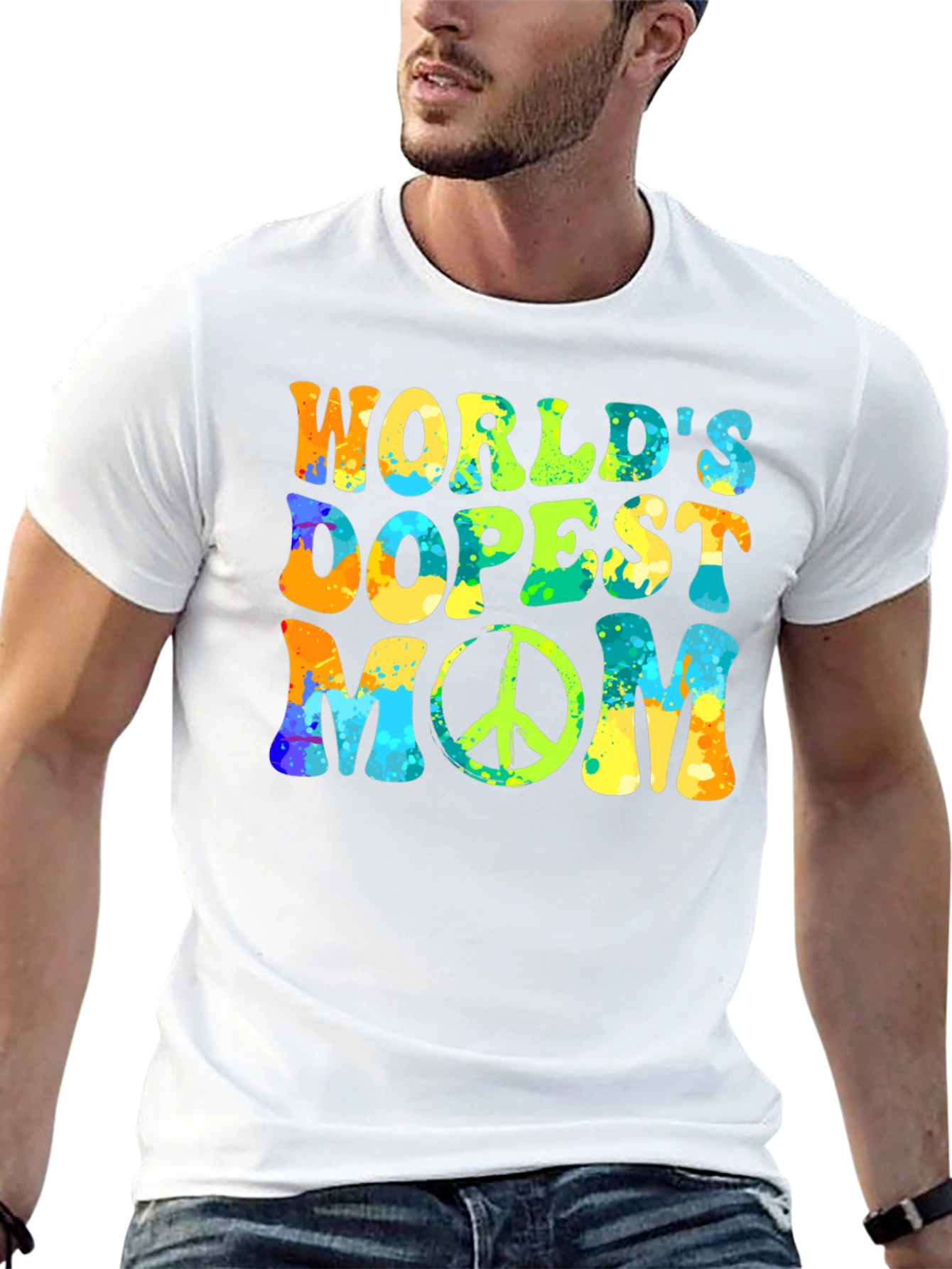 Worlds Dopest Mom T-Shirt: Retro Peace Sign Design
