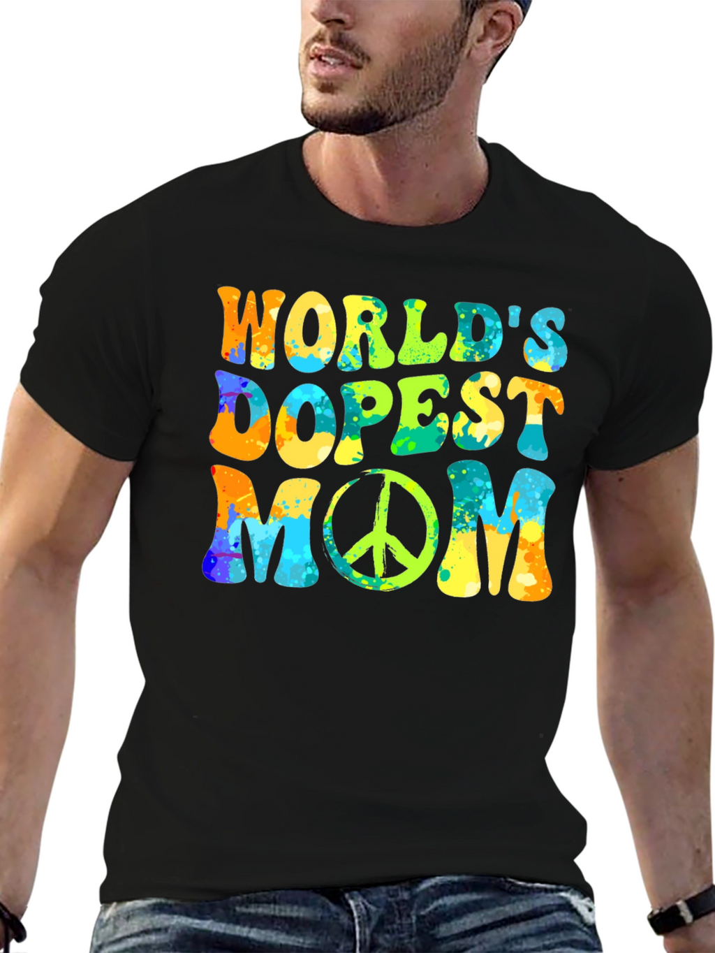 Worlds Dopest Mom T-Shirt: Retro Peace Sign Design
