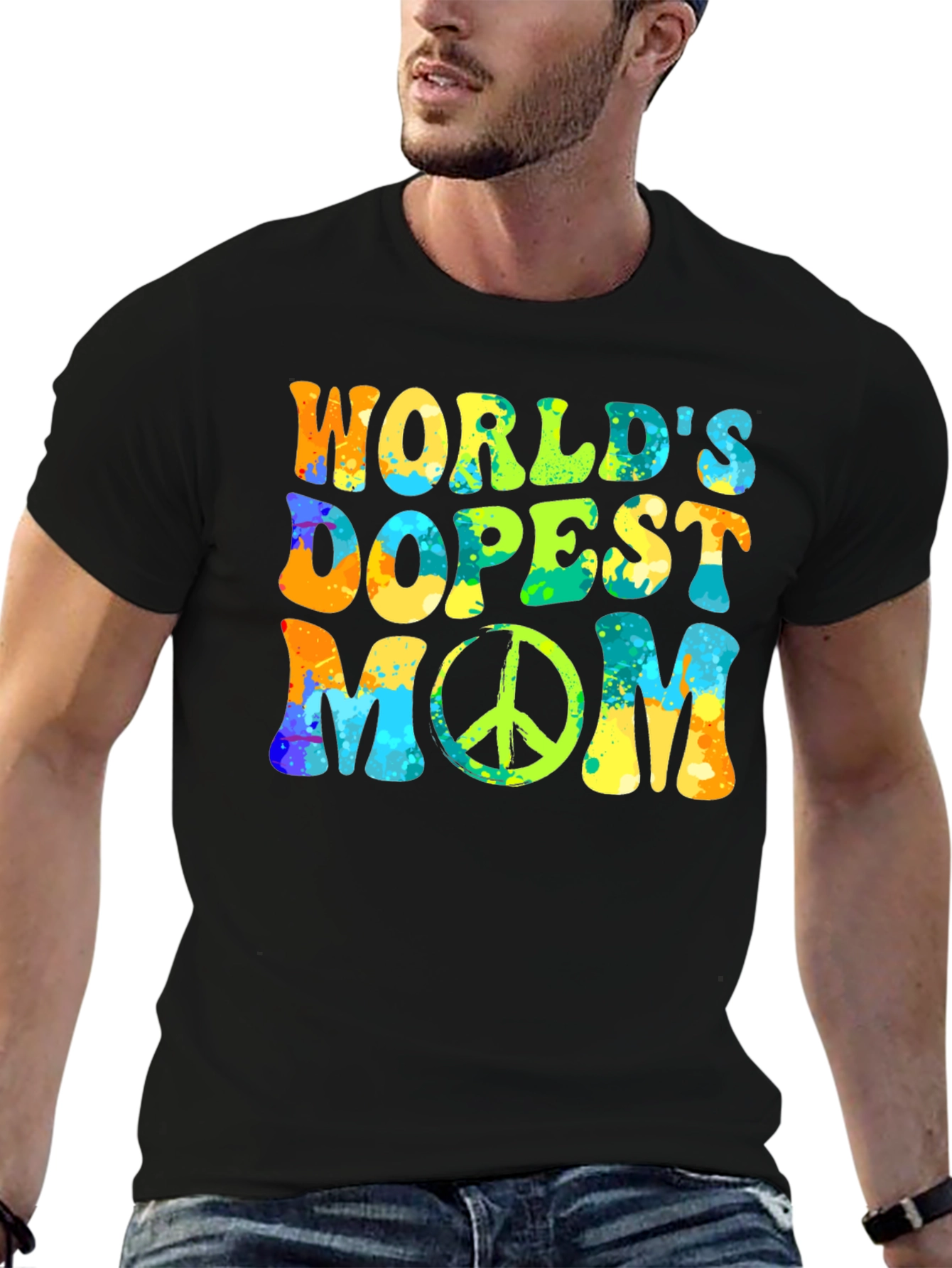 Worlds Dopest Mom T-Shirt: Retro Peace Sign Design