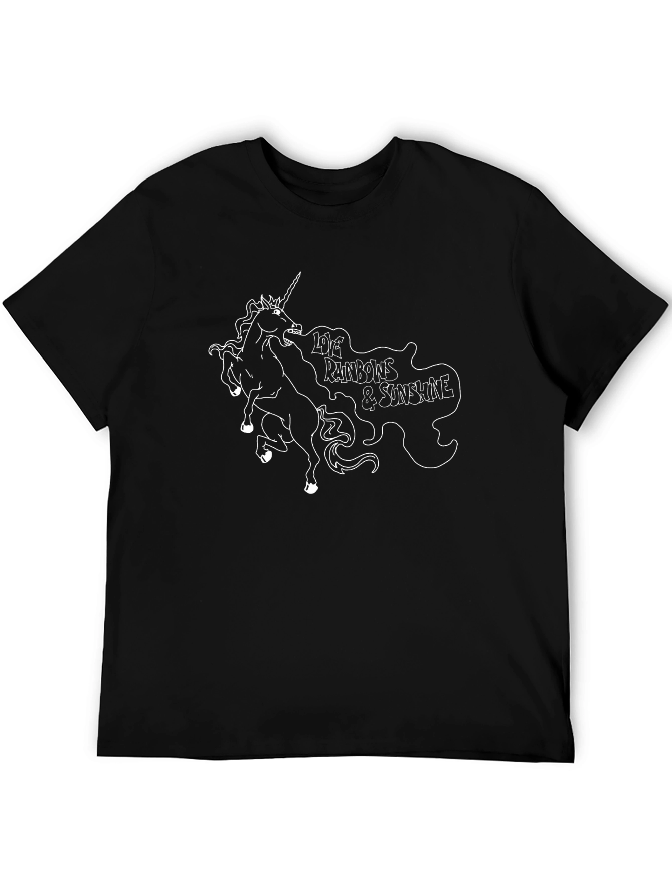 Unicorn Rainbows Sunshine Graphic Tee - Black Cotton T-Shirt
