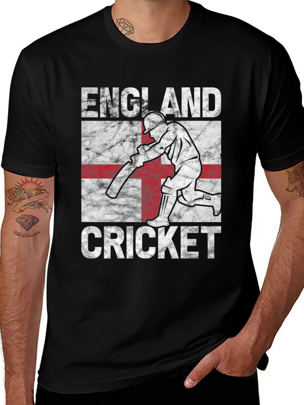 England Cricket T-Shirt - Distressed Flag Design