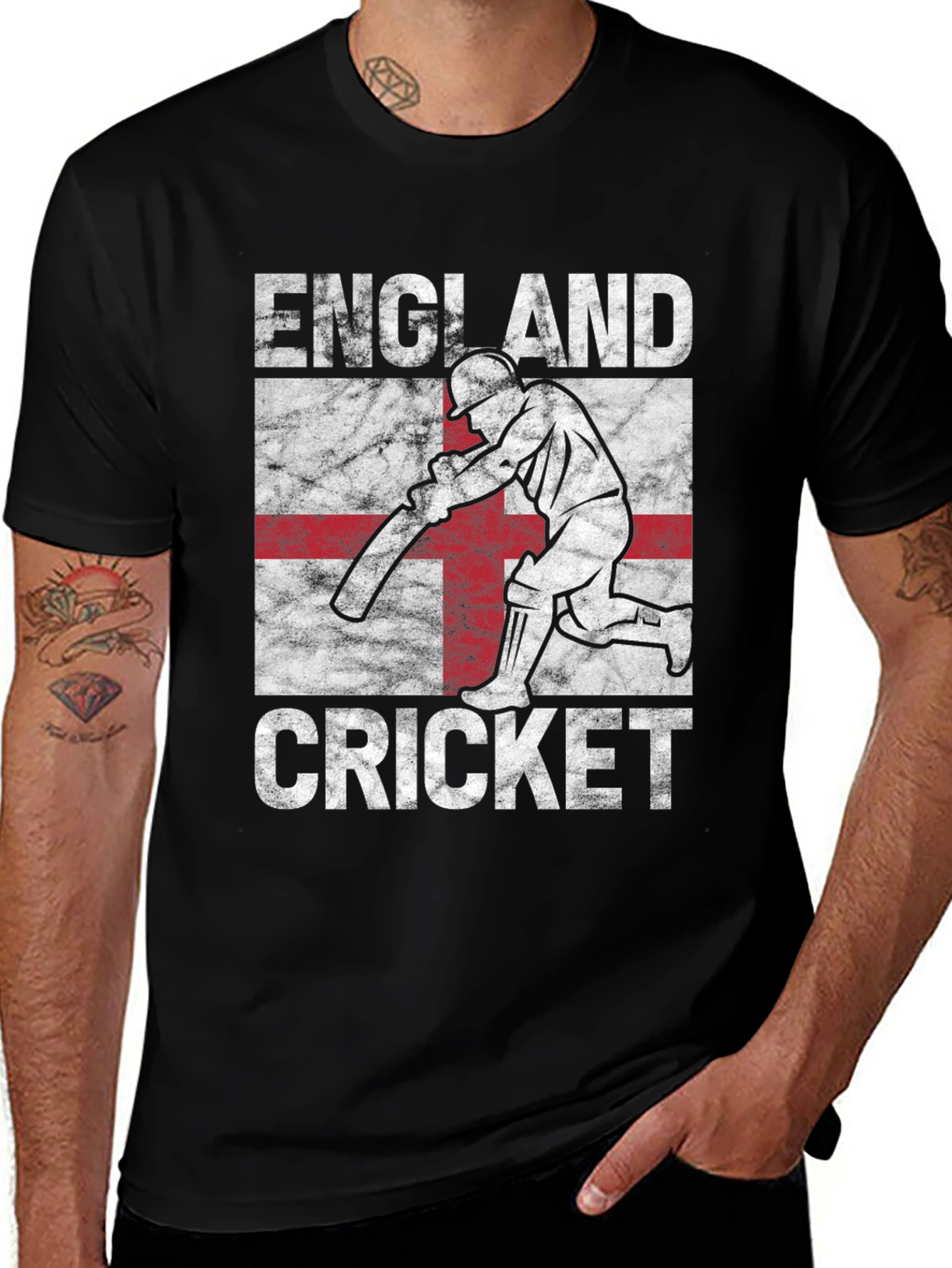 England Cricket T-Shirt - Distressed Flag Design