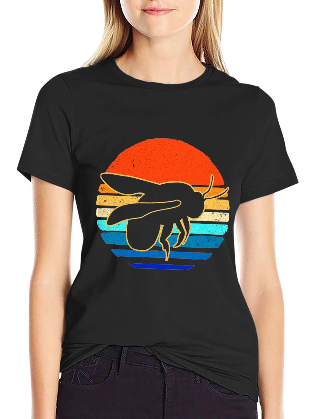 Retro Bee Graphic Tee - Black T-Shirt