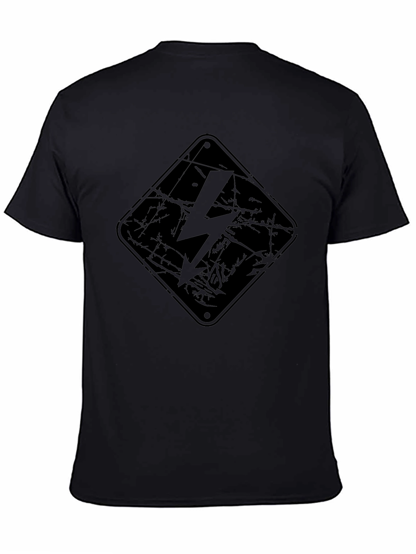 Distressed High Voltage Graphic Black T-Shirt