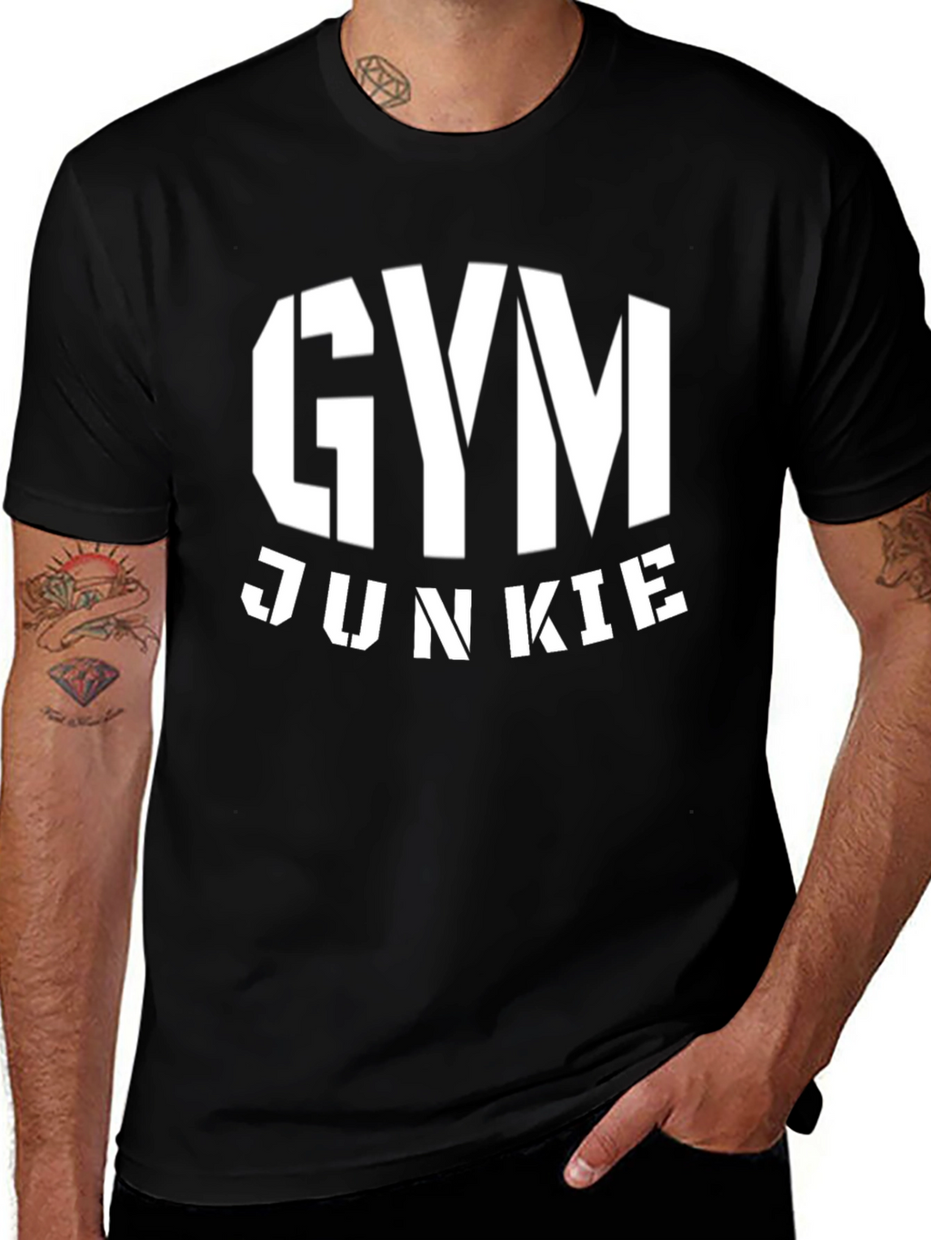 Gym Junkie Black Graphic T-Shirt