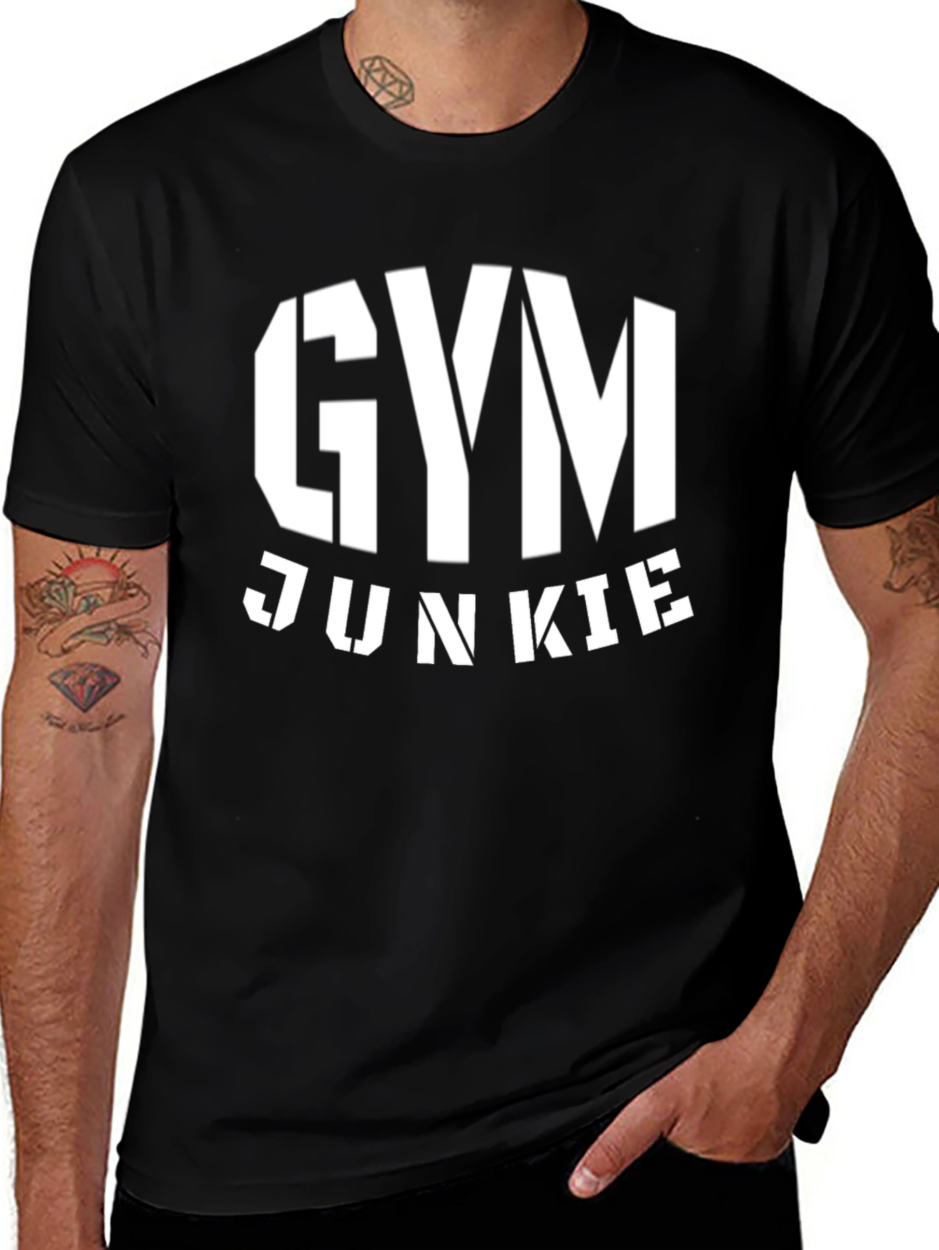 Gym Junkie Black Graphic T-Shirt