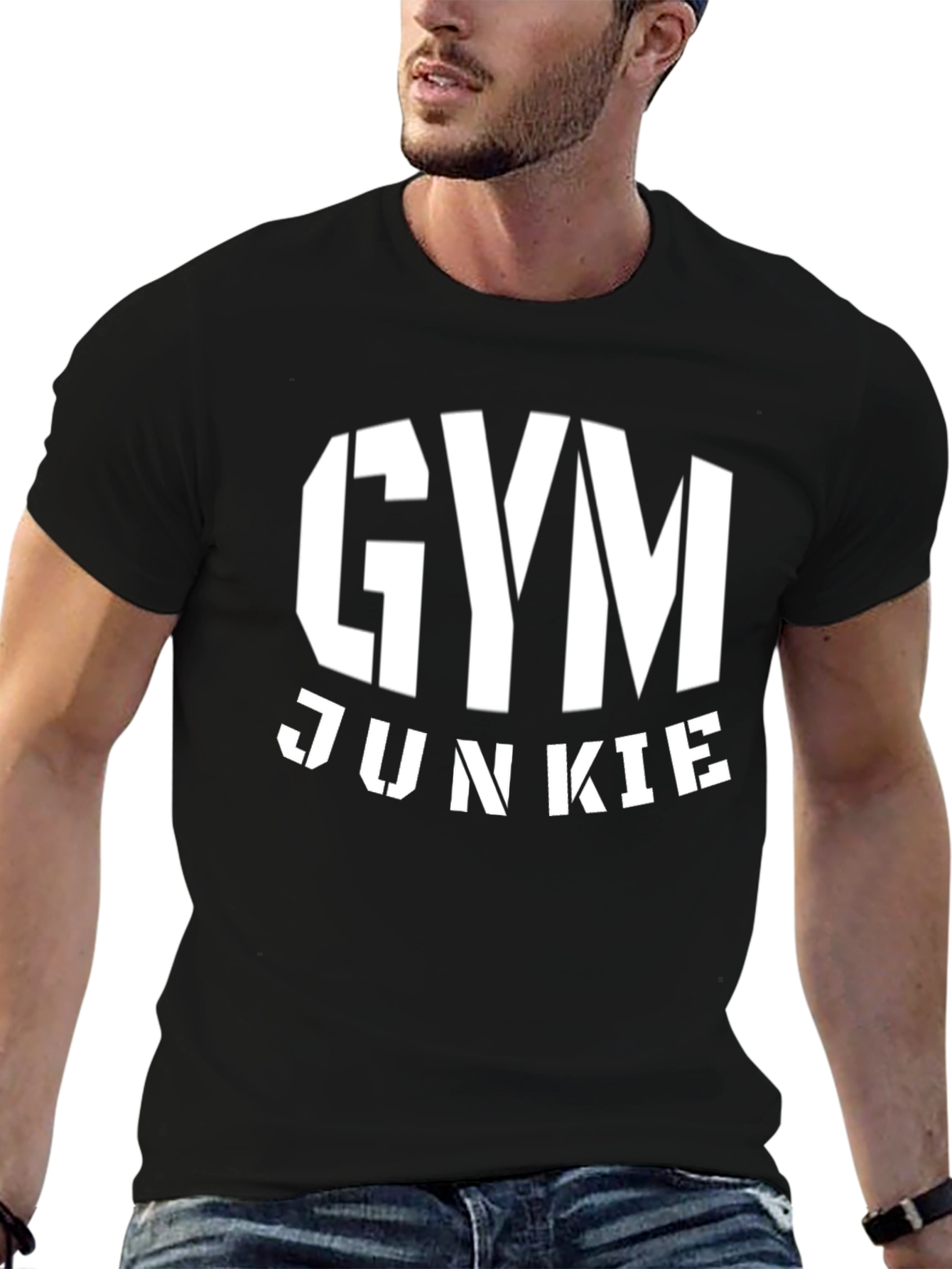 Gym Junkie Black Graphic T-Shirt