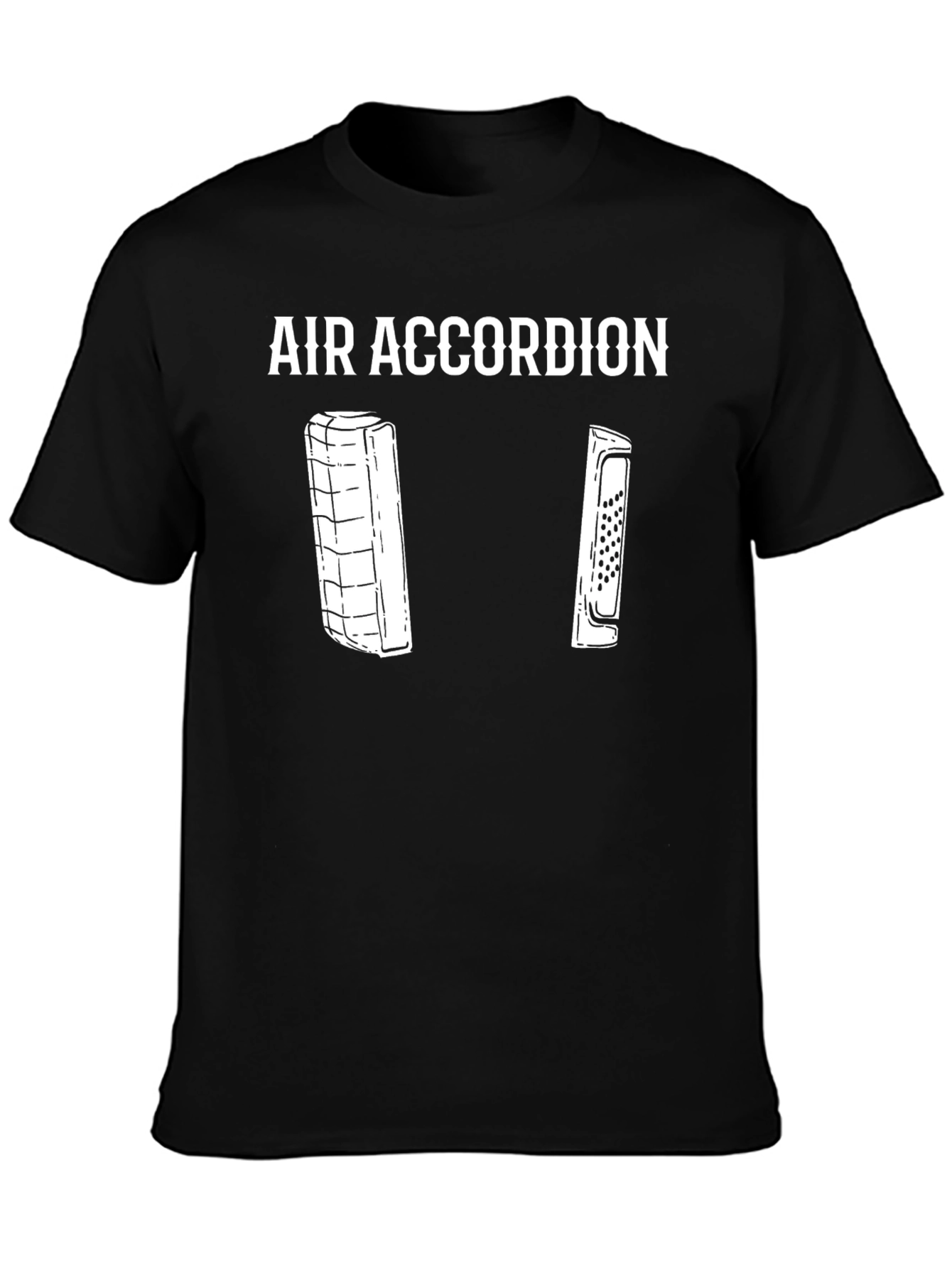 Air Accordion Black T-Shirt Funny Music Tee
