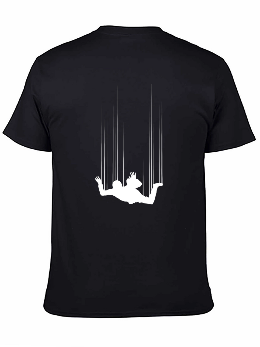 Falling Man Graphic Tee - Black Crew Neck T-Shirt