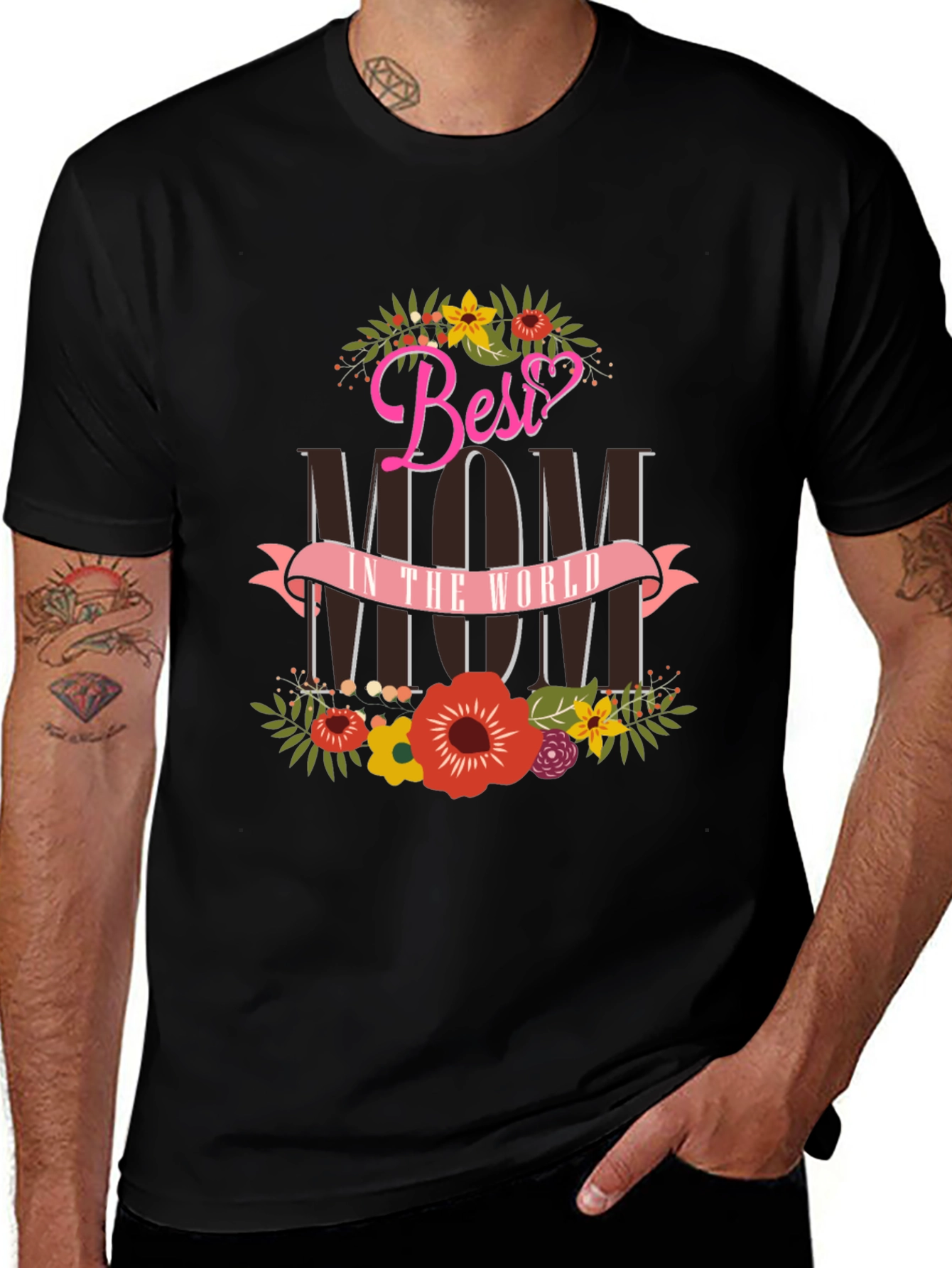 Best Mom T-Shirt Floral Design